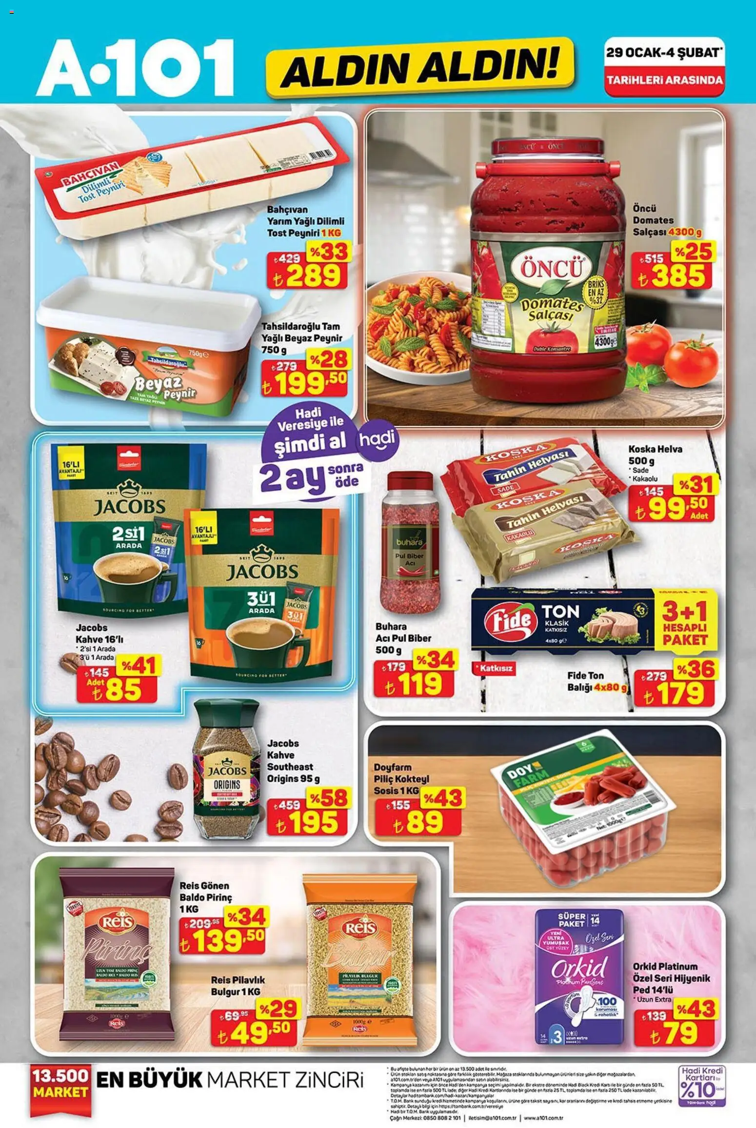 A101 Katalog Aldın Aldın - 29.01.2026 tarihinden itibaren geçerlidir | Sayfa: 1 | Ürünler: Peynir, Kahve, Biber, Sosis