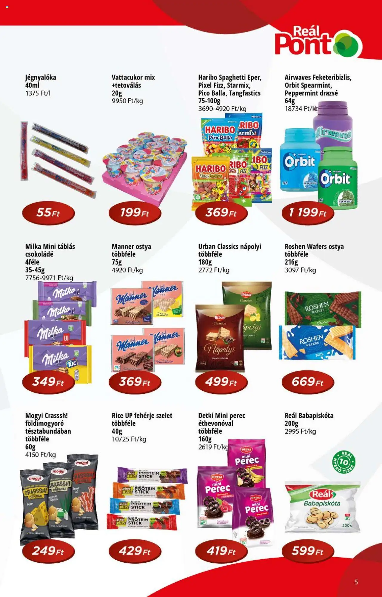 Reál akciós ujság - amely érvényes a következő dátumtól: 13.08.2025 | Oldal: 5 | Termékek: Babapiskóta, Protein, Drazsé, Nápolyi