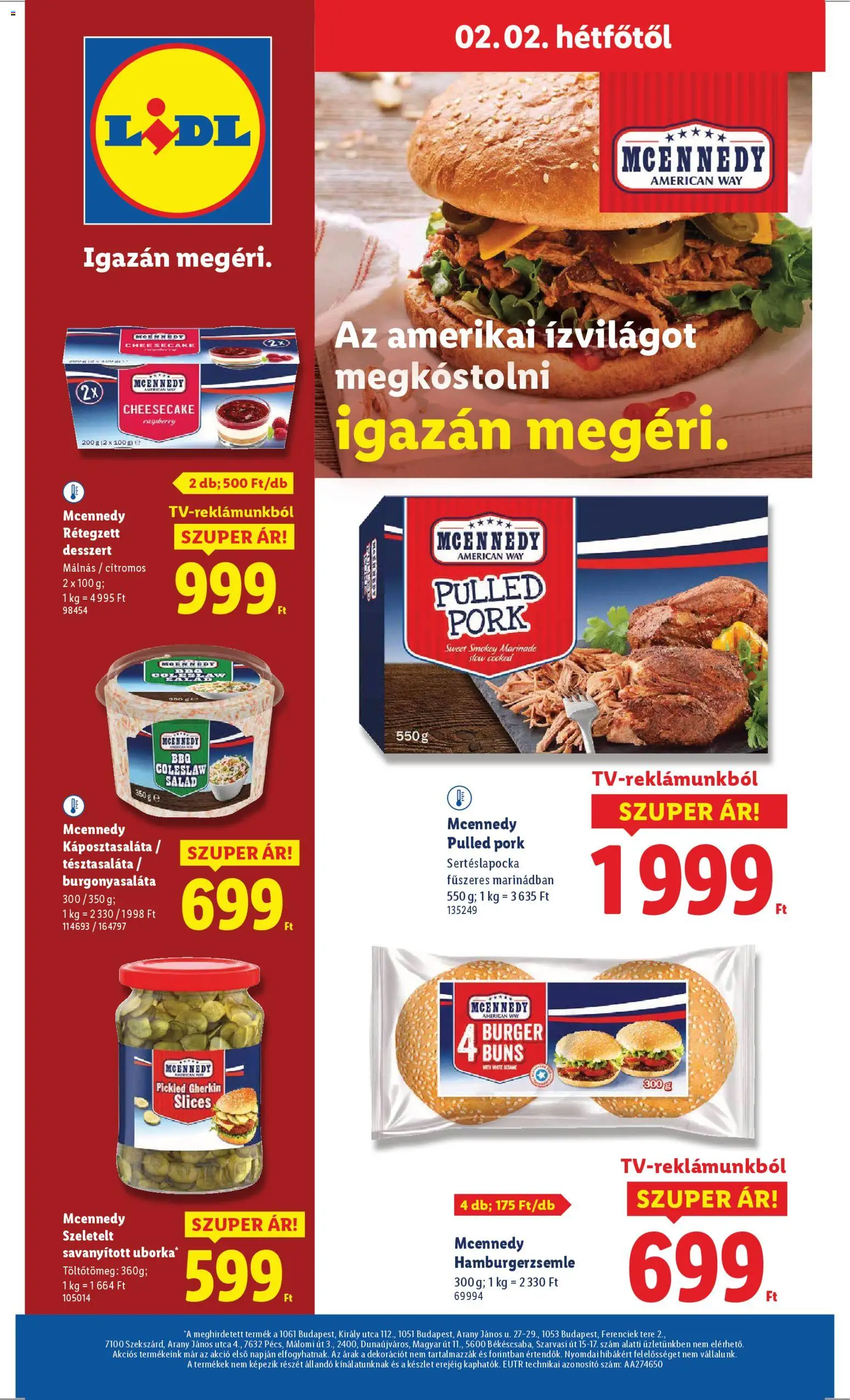 Lidl akciós ujság - amely érvényes a következő dátumtól: 29.01.2026 | Oldal: 54 | Termékek: Sertéslapocka, Hamburgerzsemle