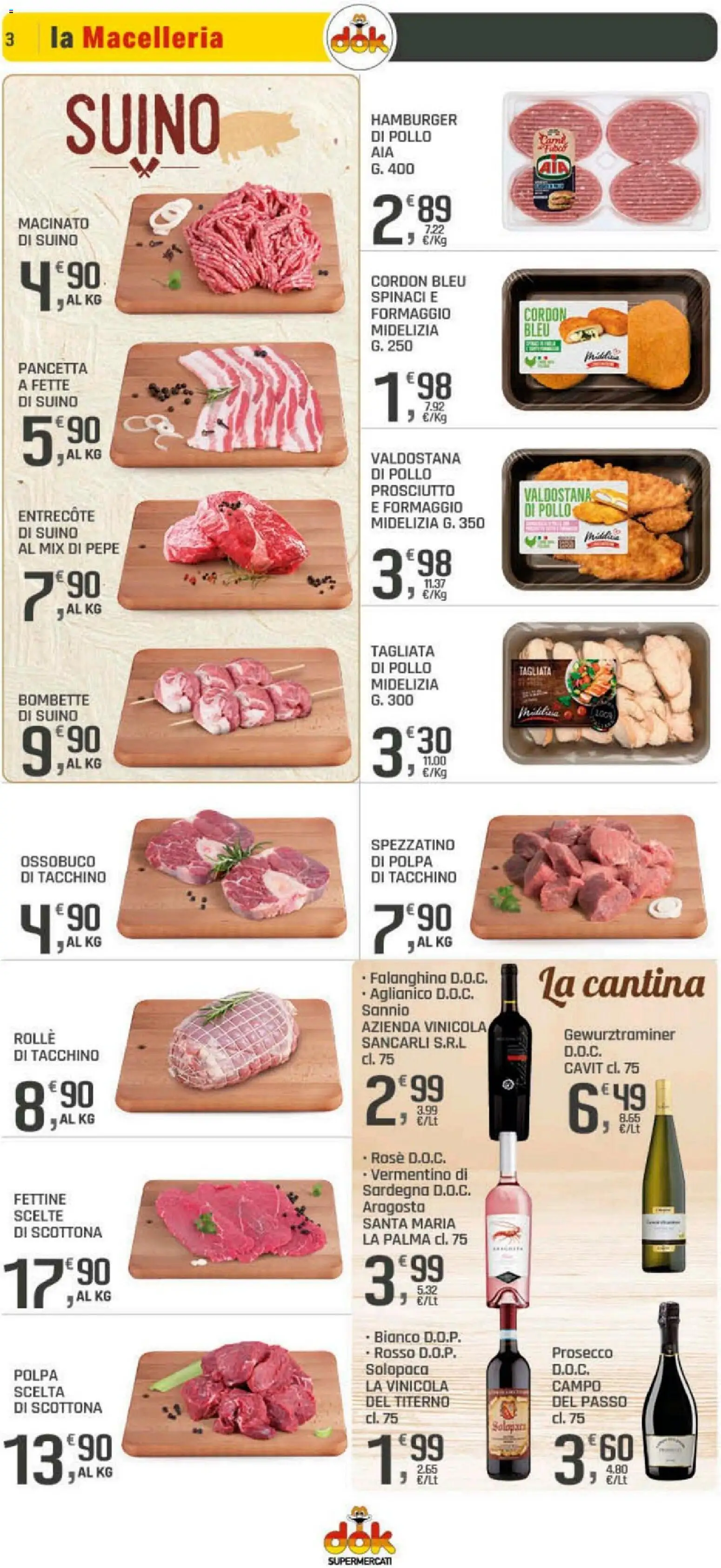 Volantino DOK del 10.04.2026 | Pagina: 3 | Prodotti: Pollo, Pancetta, Prosecco, Spinaci