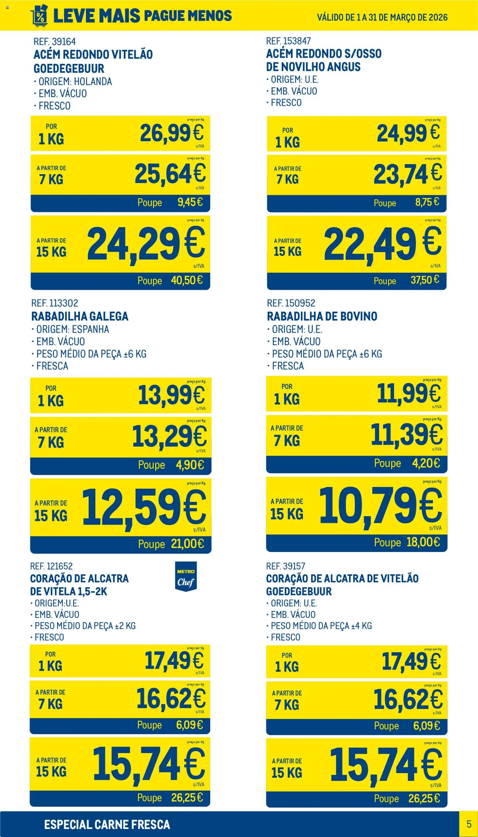 Makro Leve Mais Pague Menos - Carne Fresca │ válido de 01.03.2026 | Página: 5 | Produtos: Vitela, Carne