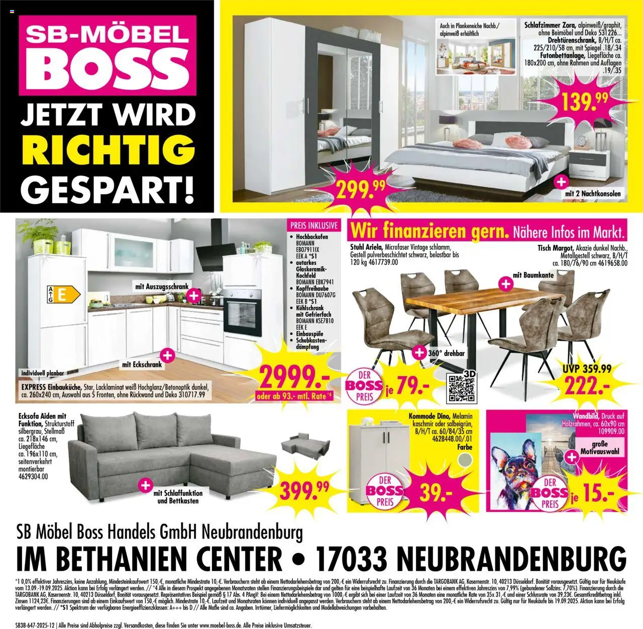 SB Möbel Boss Prospekt Neubrandenburg	 – gültig ab 13.09.2025 | Seite: 12 | Produkte: Tisch, Stuhl, Kühlschrank, Kochfeld