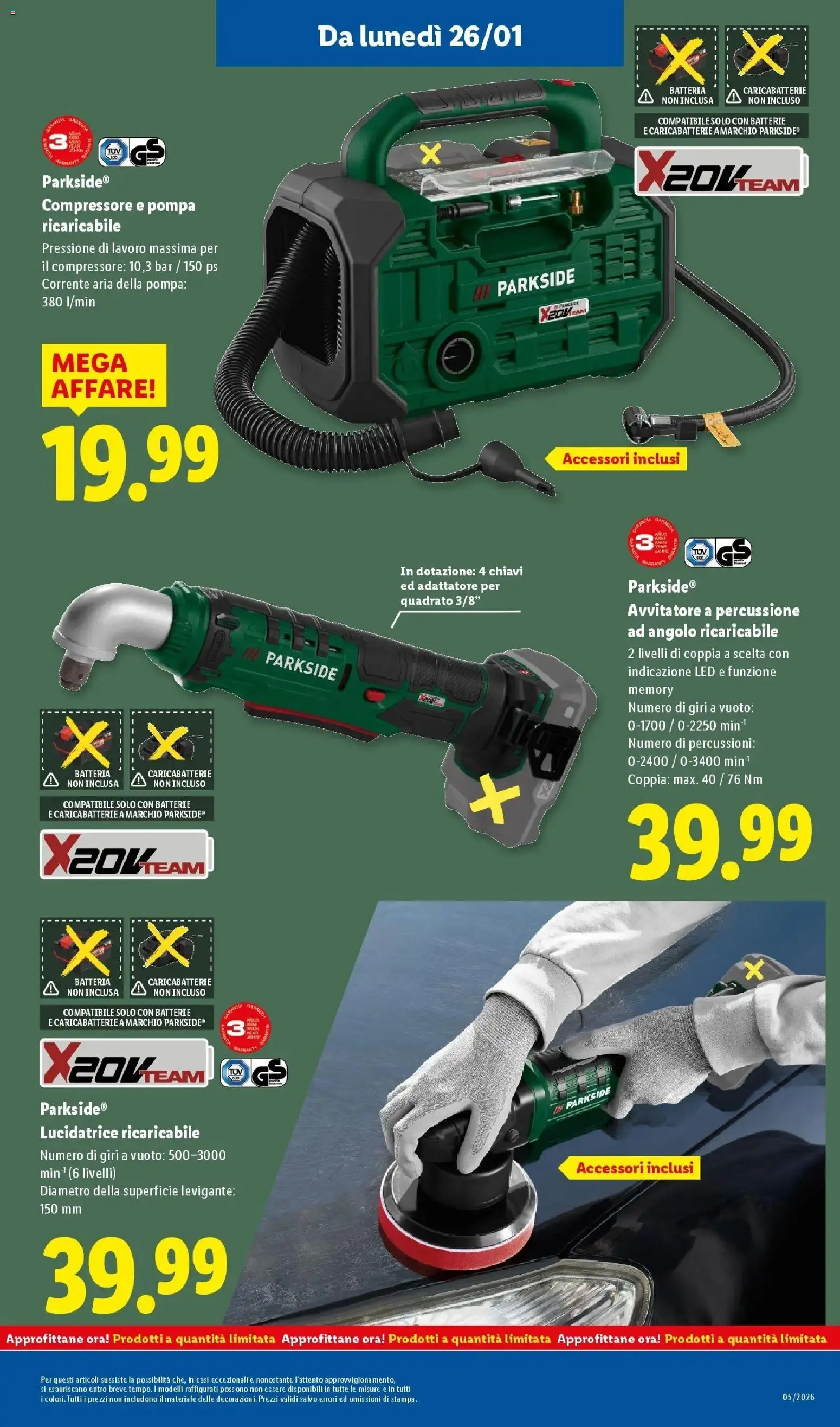 Volantino Lidl del 22.01.2026 | Pagina: 27 | Prodotti: Avvitatore, Compressore, Batterie, Caricabatterie