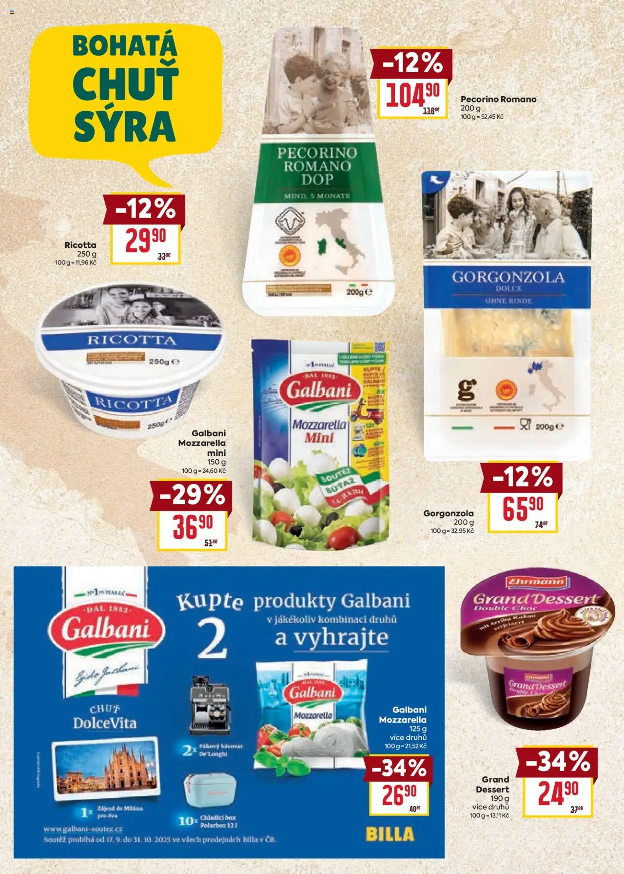 Billa katalog - Itálie od 01.10.2025 | Strana: 2 | Produkty: Pecorino, Kávovar, Gorgonzola, Pecorino Romano