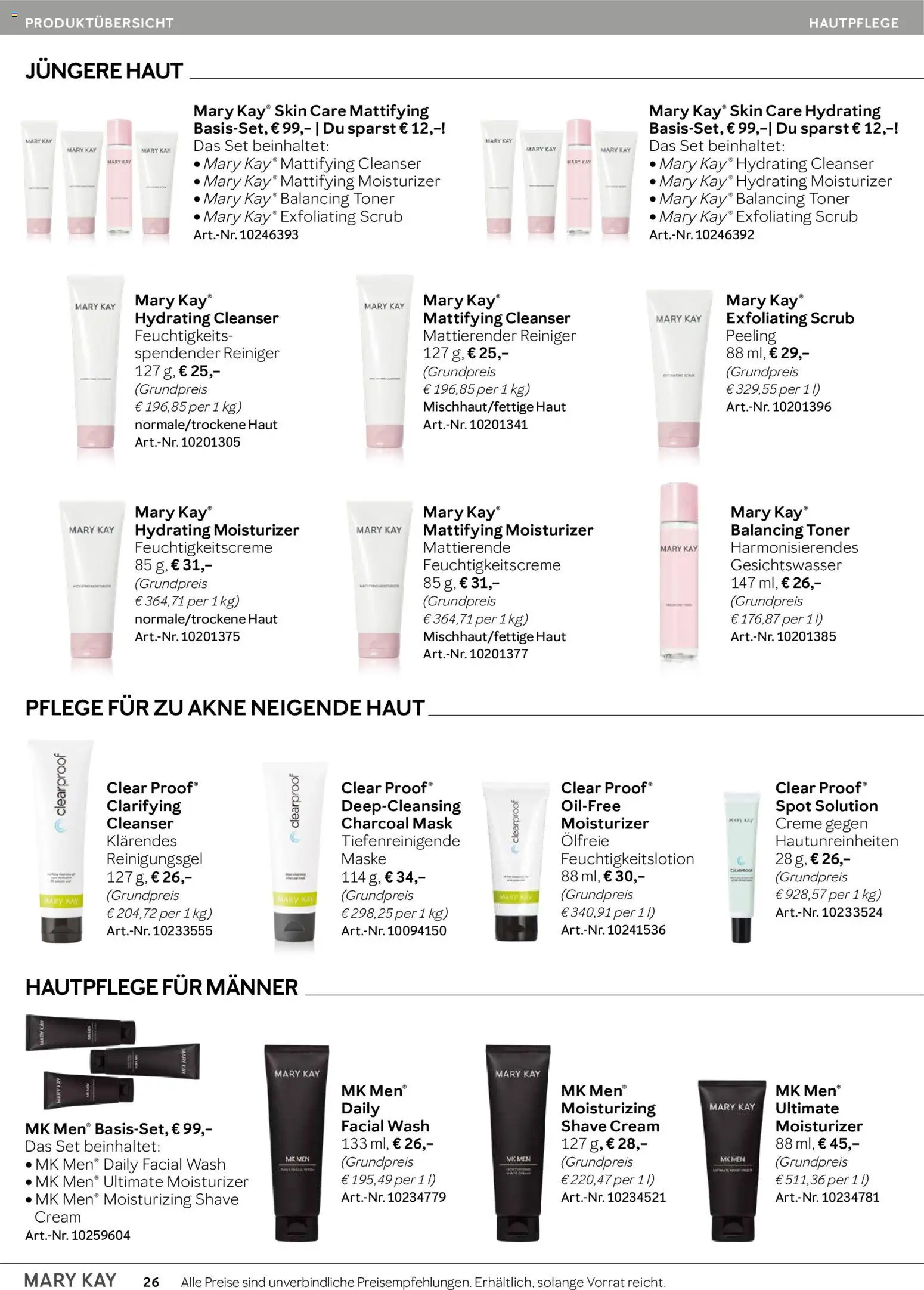Mary Kay Katalog – gültig ab 15.04.2026 | Seite: 26 | Produkte: Toner, Creme, Maske, Peeling
