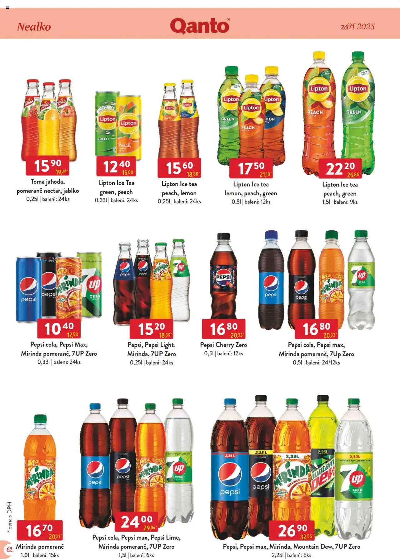 Astur & Qanto leták - Velkoobchod 09/2025 od 01.09.2025 | Strana: 62 | Produkty: Pepsi, Pepsi Zero, Mirinda, Ice tea
