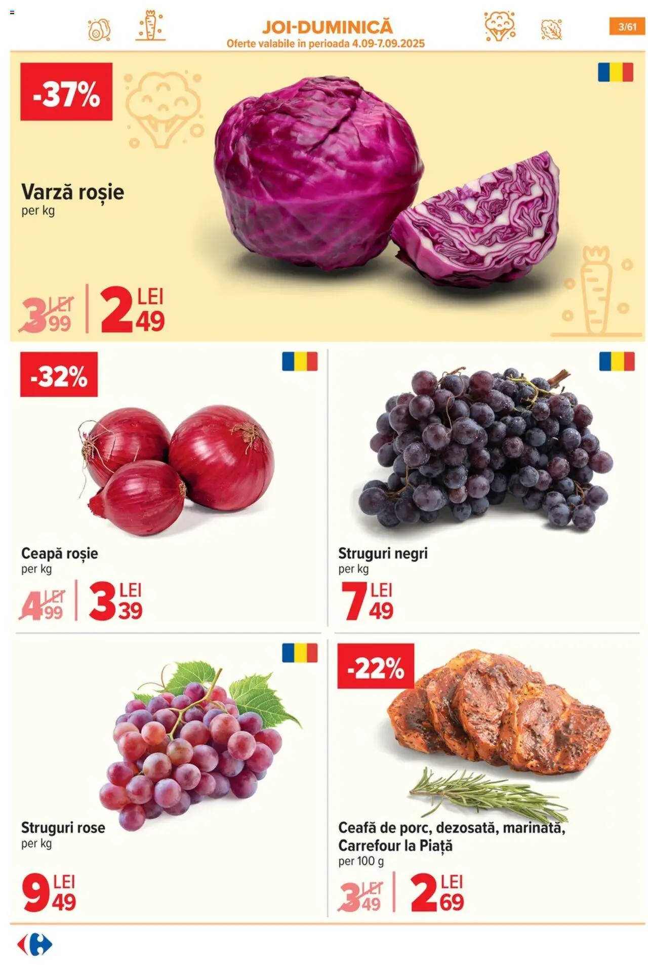 Catalog Carrefour – valabil de la 03.09.2025 | Pagină: 4 | Produse: Varză, Struguri, Ceapă