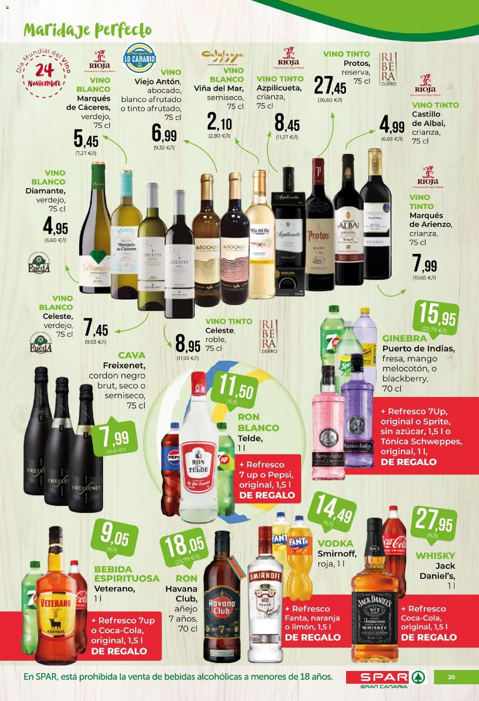 Spar - folleto │ válido desde el 14.11.2025 | Página: 20 | Productos: Vino, Ginebra, Vodka, Ρούτερ