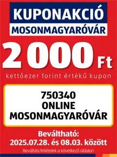 Aldi Kupón Akció | Mosonmagyaróvár - amely érvényes a következő dátumtól: 28.07.2025