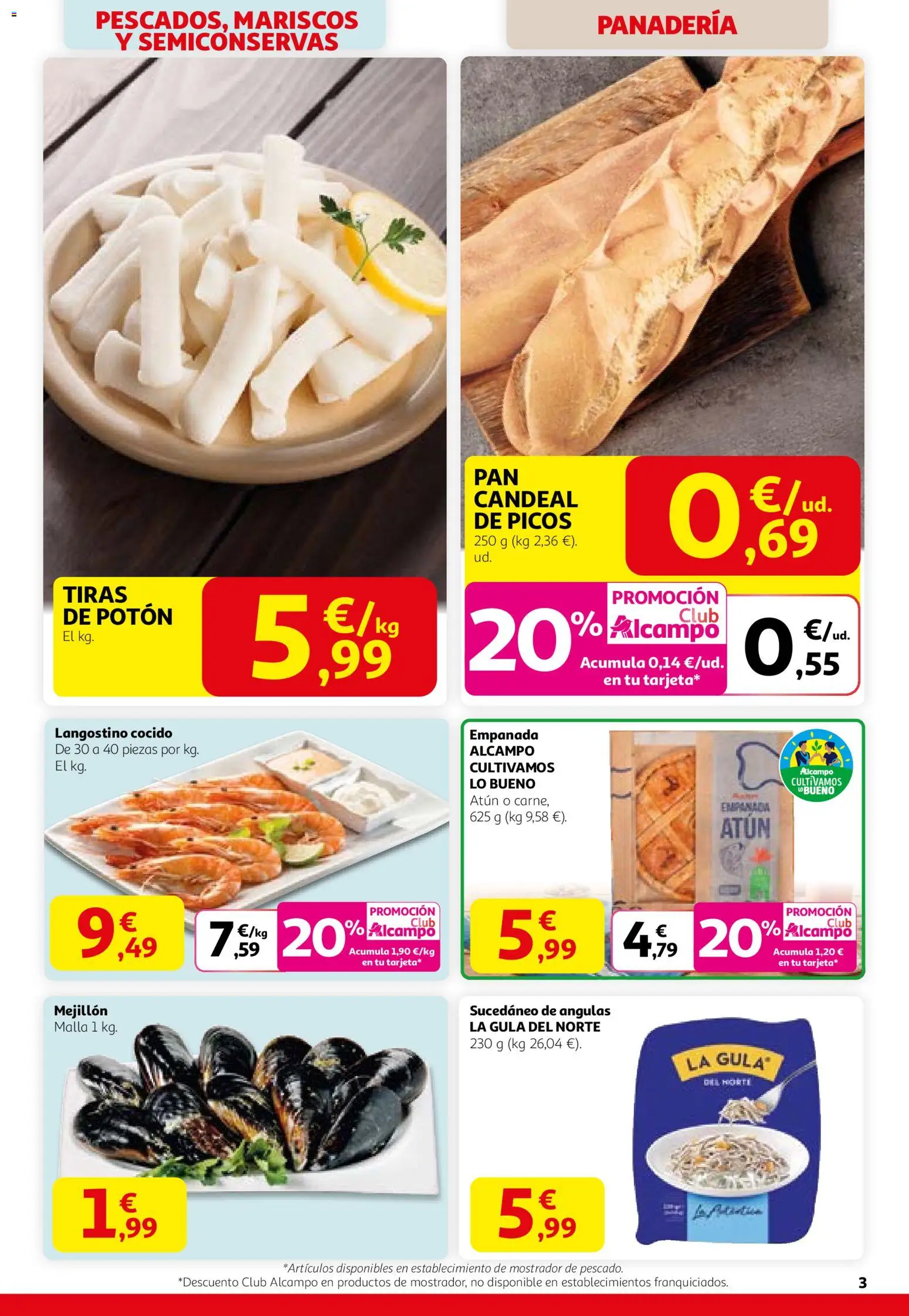 Alcampo - SM Nacional  │ válido desde el 29.01.2026 | Página: 3 | Productos: Pescado, Panadería, Langostino