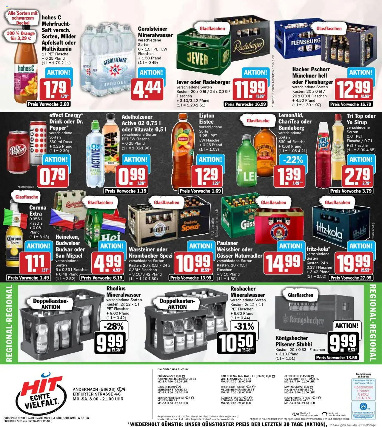 HIT - Rhineland-Palatinate - gültig ab dem 28.07.2025 | Seite: 19 | Produkte: Top, Apfelsaft, Mineralwasser, Hohes c