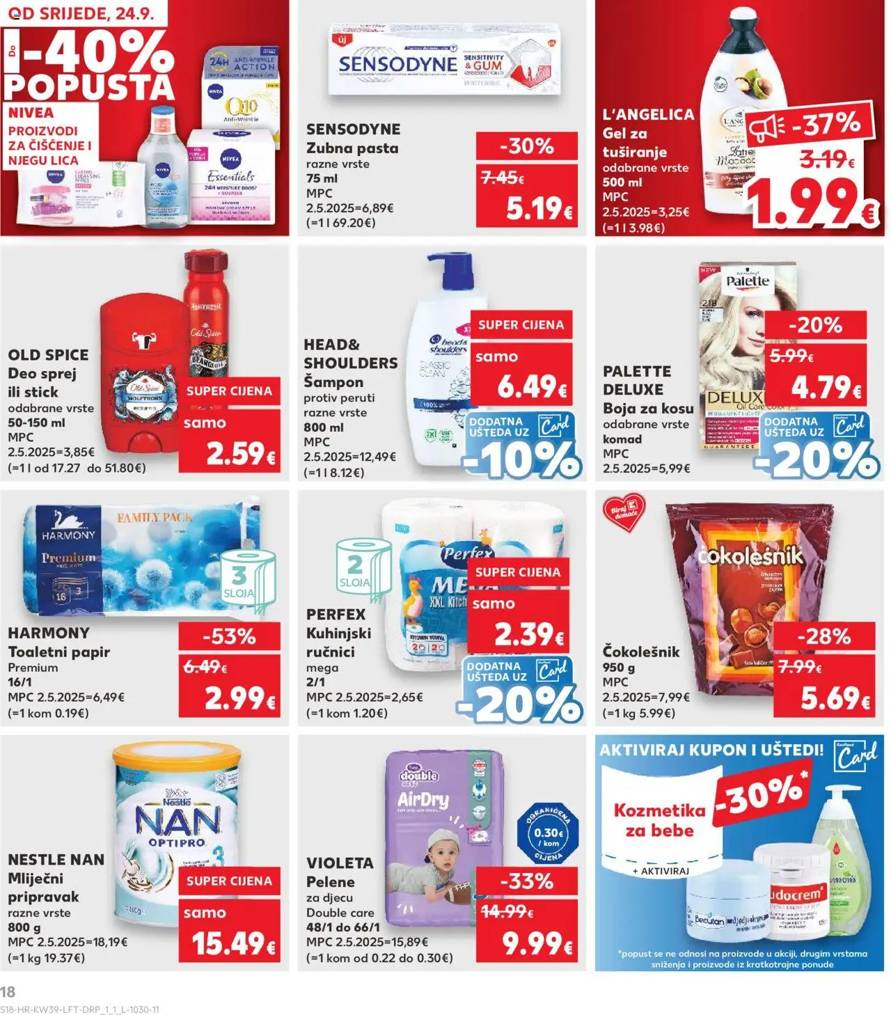Kaufland HR akciós ujság - amely érvényes a következő dátumtól: 24.09.2025 | Oldal: 18 | Termékek: Old spice, Sampon
