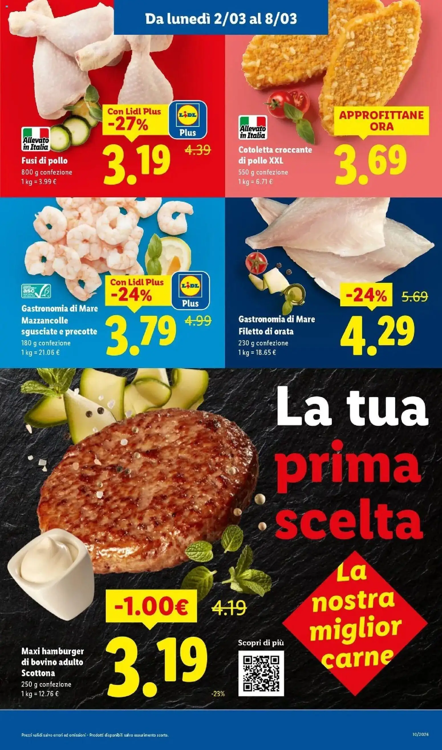 Volantino Lidl del 01.03.2026 | Pagina: 7 | Prodotti: Bovino, Pollo, Mazzancolle, Orata