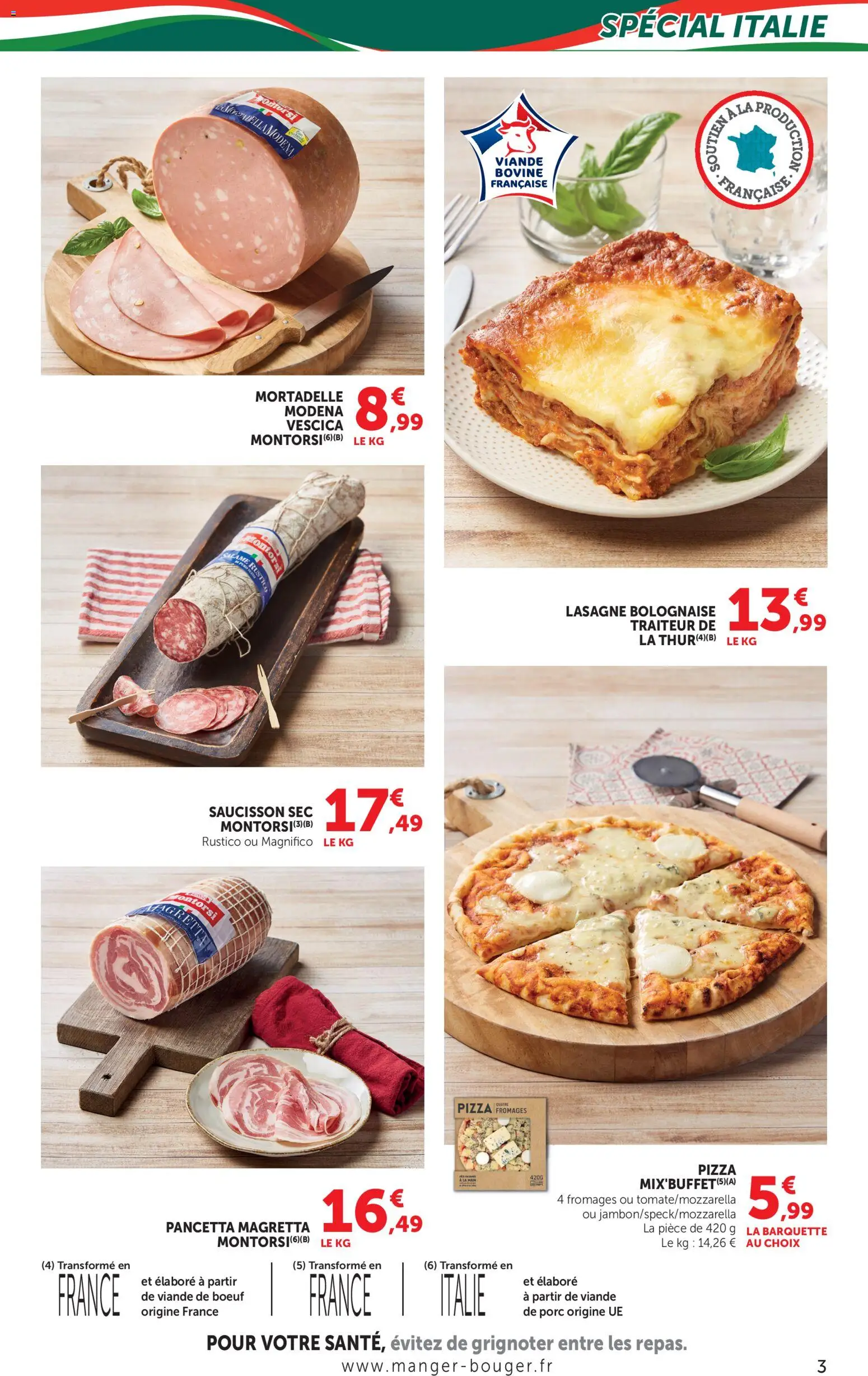 {H1} | Page: 3 | Produits: Viande de bœuf, Viande, Pizza, Porc