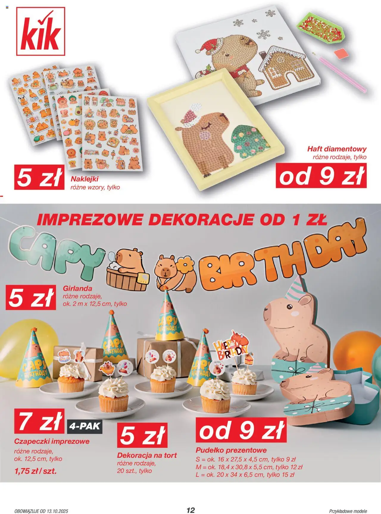 Kik Gazetka od 13.10.2025 | Strona: 12 | Produkty: Tort, Pudełko, Naklejki