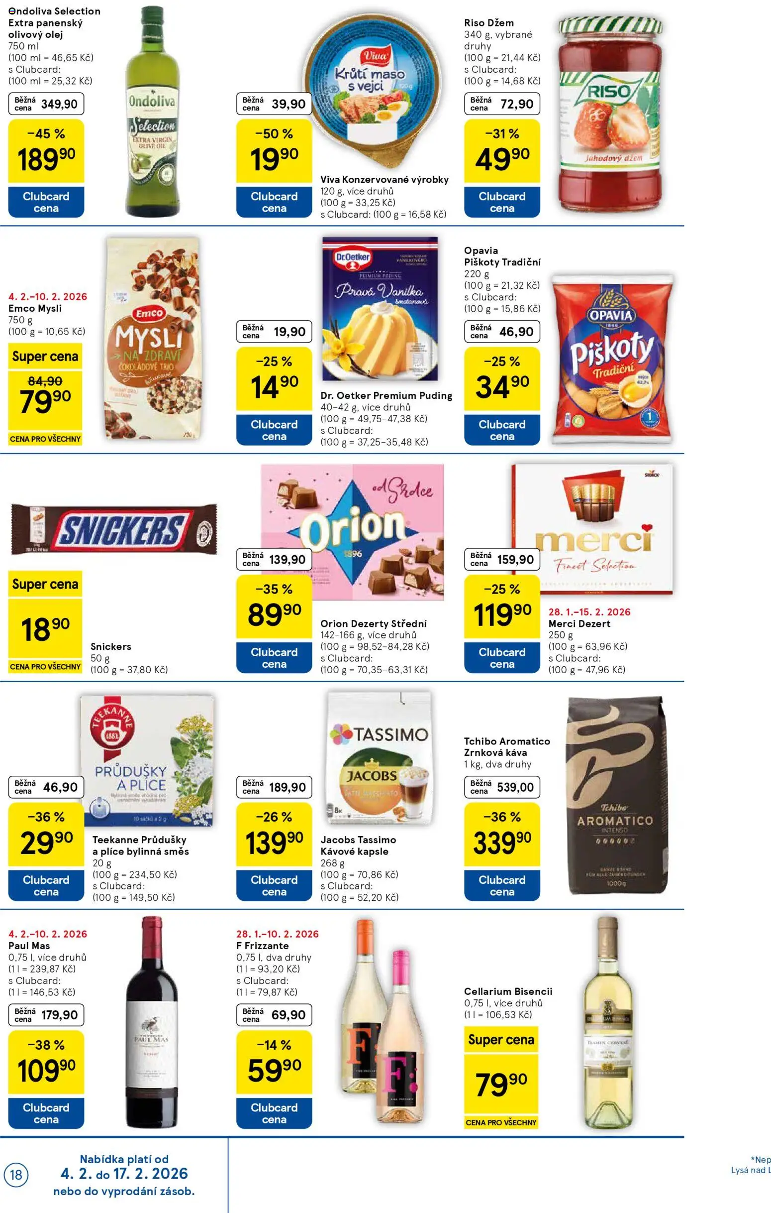 Tesco leták - Hypermarket od 04.02.2026 | Strana: 18 | Produkty: Emco Mysli, Piškoty, Jacobs, Maso