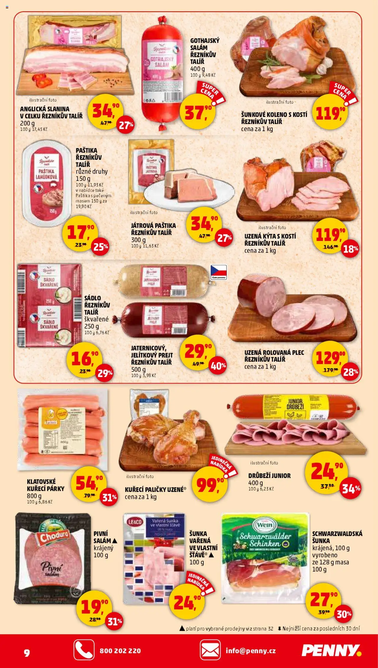 Penny Market leták - Čtvrtečník od 23.10.2025 | Strana: 9 | Produkty: Sádlo, Salám, Anglická slanina, Kýta