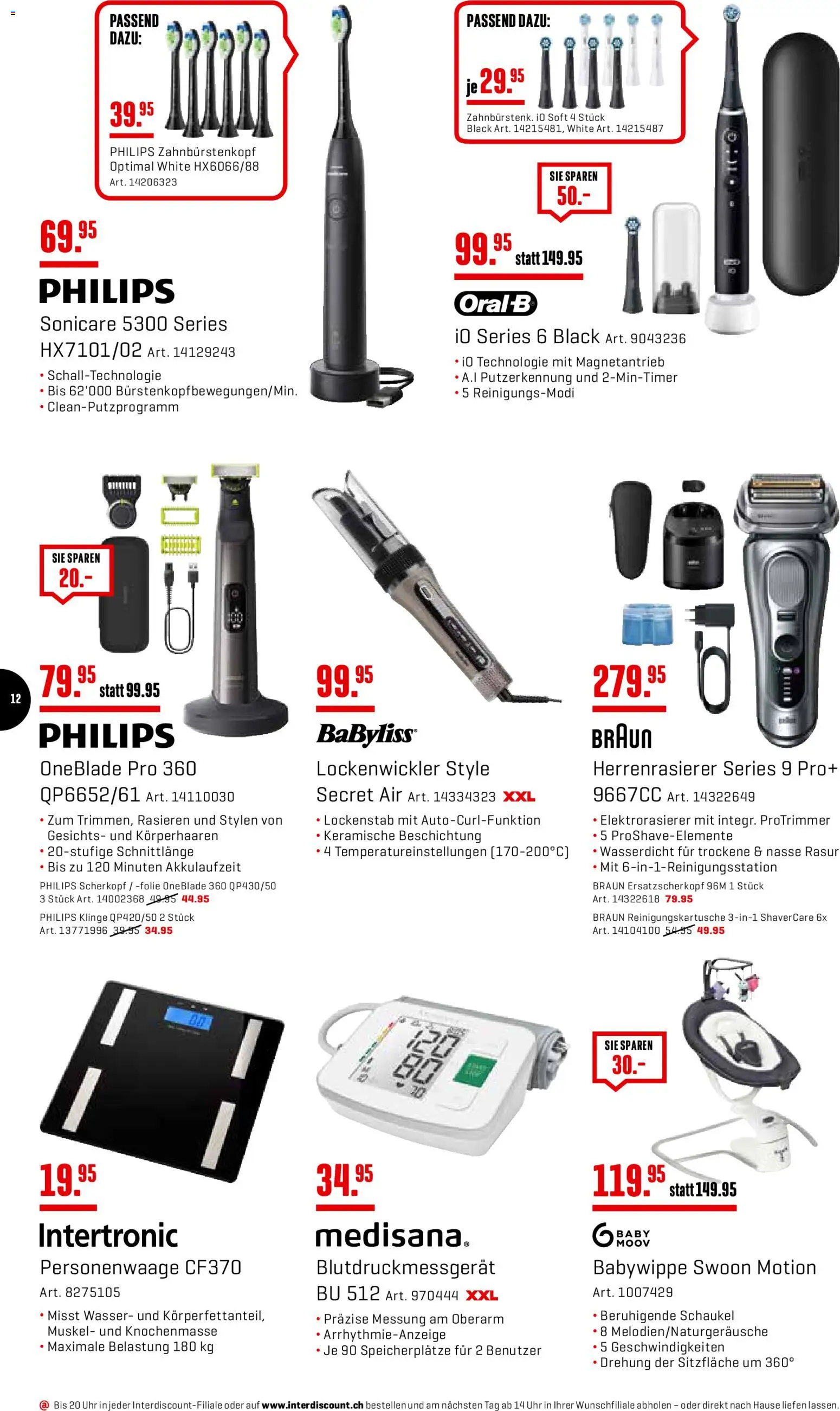 Interdiscount aktionen – gültig ab 06.04.2026 | Seite: 12 | Produkte: Lockenstab, Personenwaage, Wasser, Philips