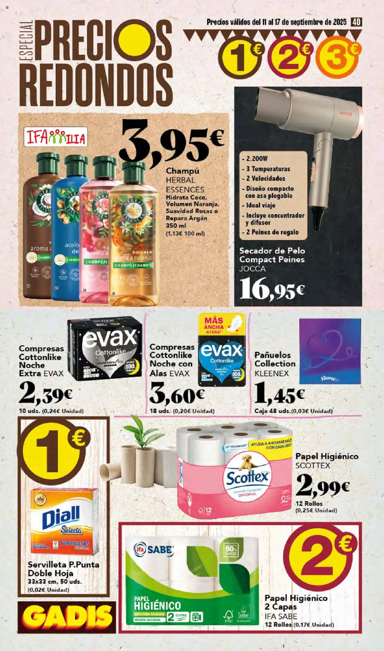 Gadis folleto │ válido desde el 11.09.2025 | Página: 40 | Productos: Champú, Papel higienico, Γλυφιτζούρι, Caja