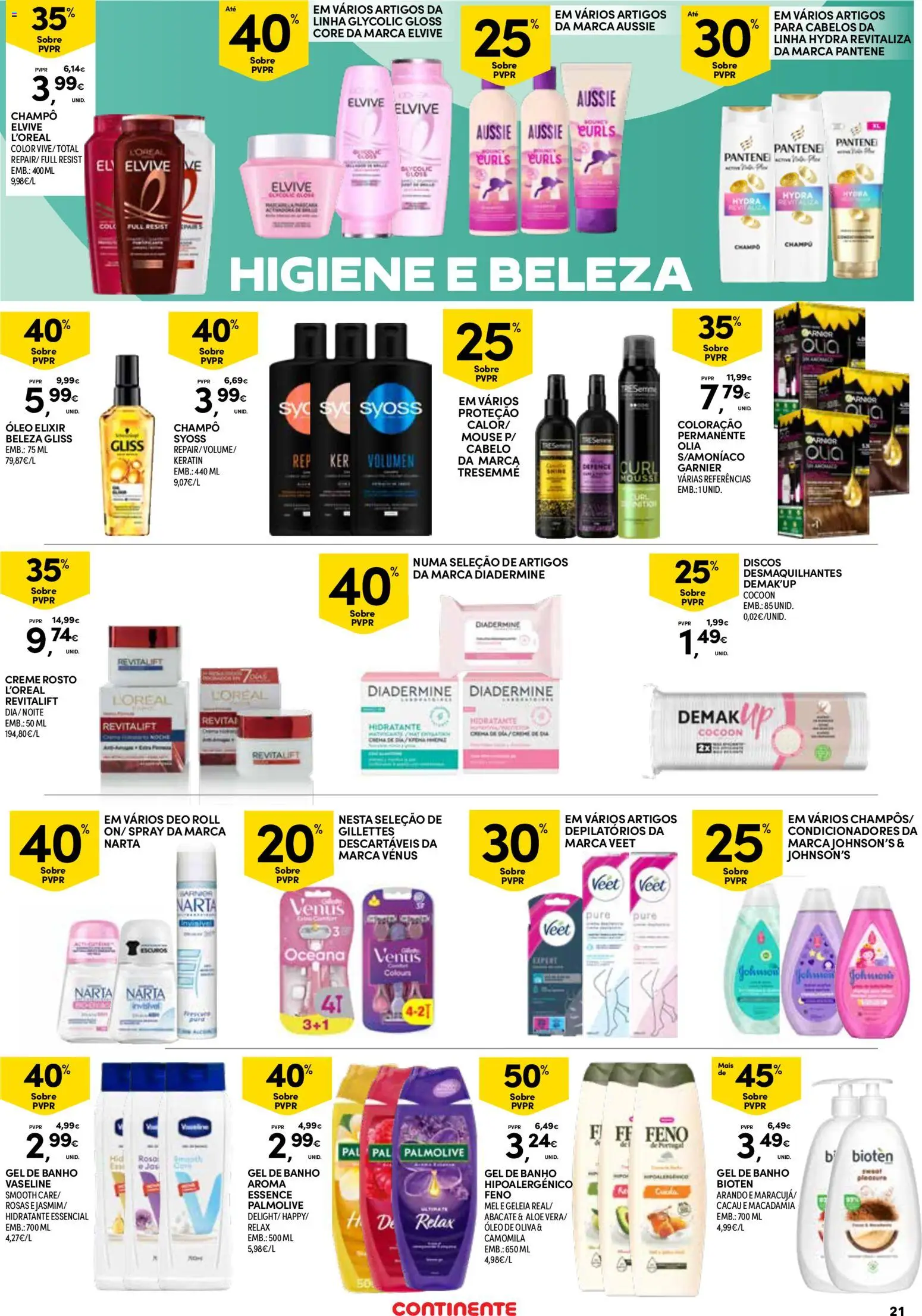 Continente Açores  │ válido de 16.04.2026 | Página: 21 | Produtos: Gloss, Geleia, Shampoo, Creme