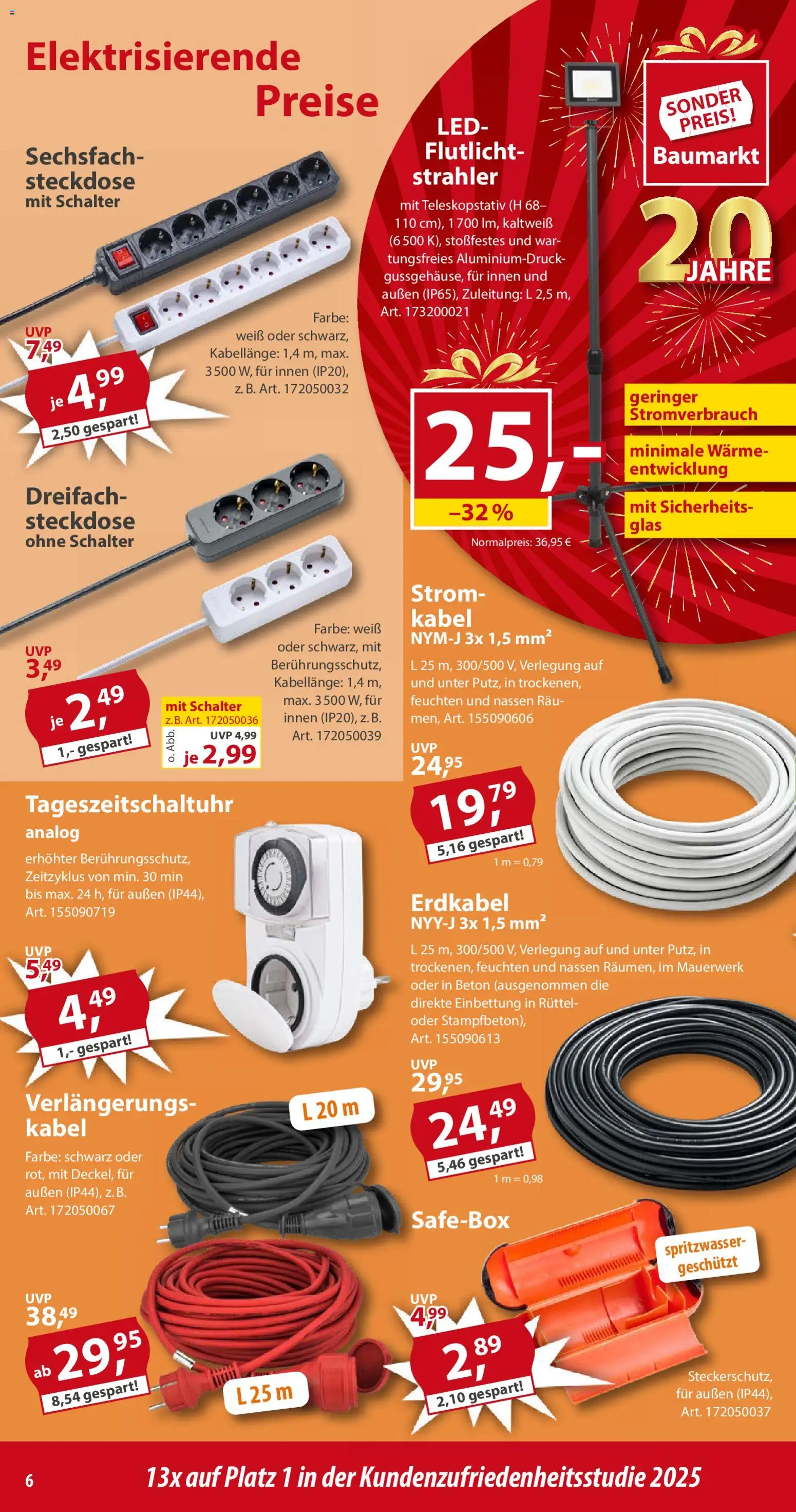 Sonderpreis Baumarkt Prospekt 	 – gültig ab 06.12.2025 | Seite: 6 | Produkte: Kabel, Steckdose