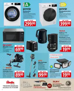 Famila Prospekt 	 ab 16.02.2026 gültig | Seite: 18 | Produkte: Bosch, Gorenje, Wasserkocher, Waschmaschine