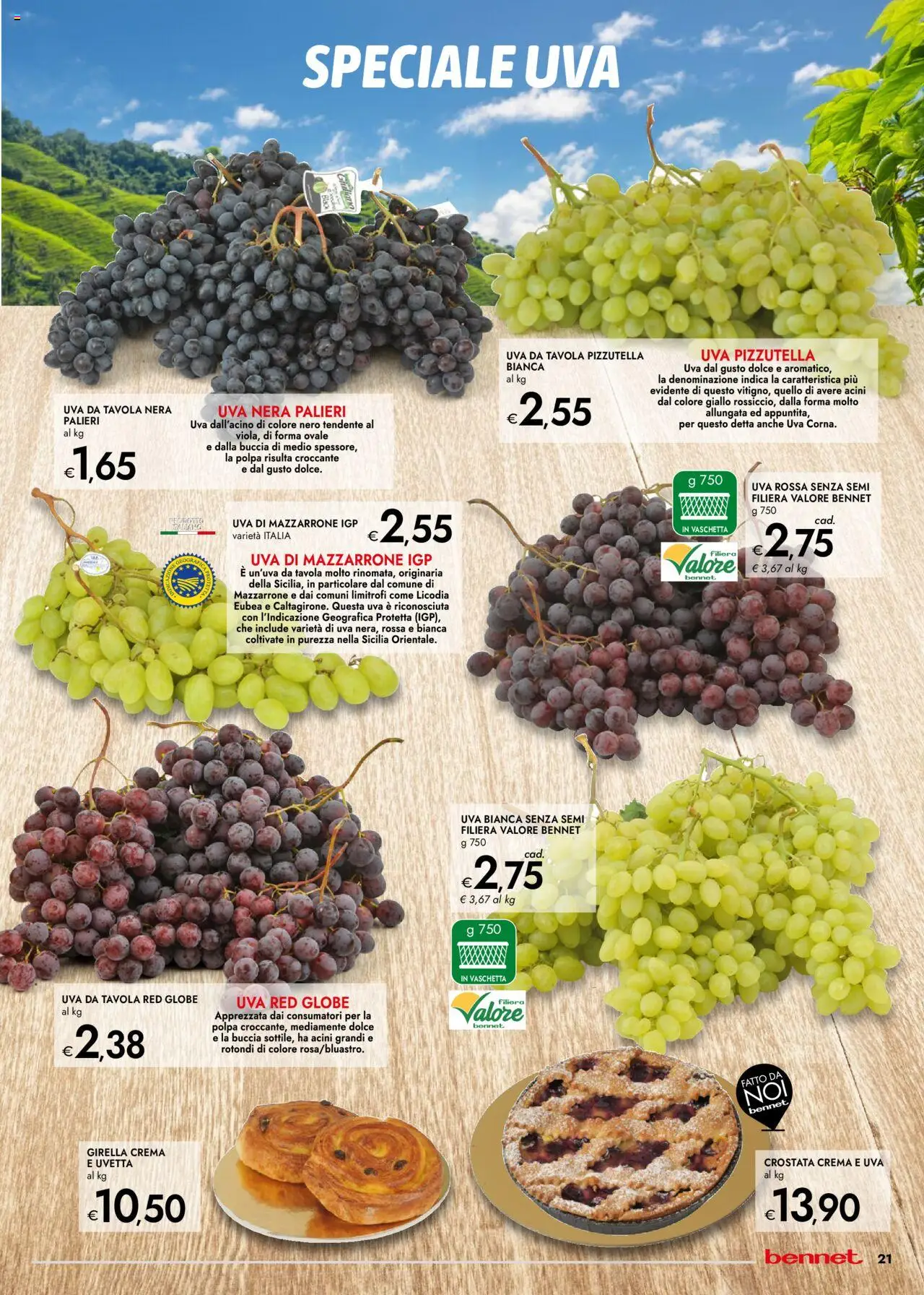 Volantino bennet del 11.09.2025 | Pagina: 21 | Prodotti: Crema, Uva