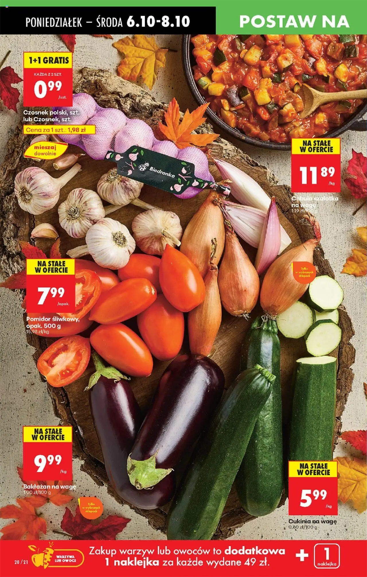 Biedronka gazetka od 06.10.2025 | Strona: 22 | Produkty: Czosnek, Bakłażan, Cukinia, Warzywa
