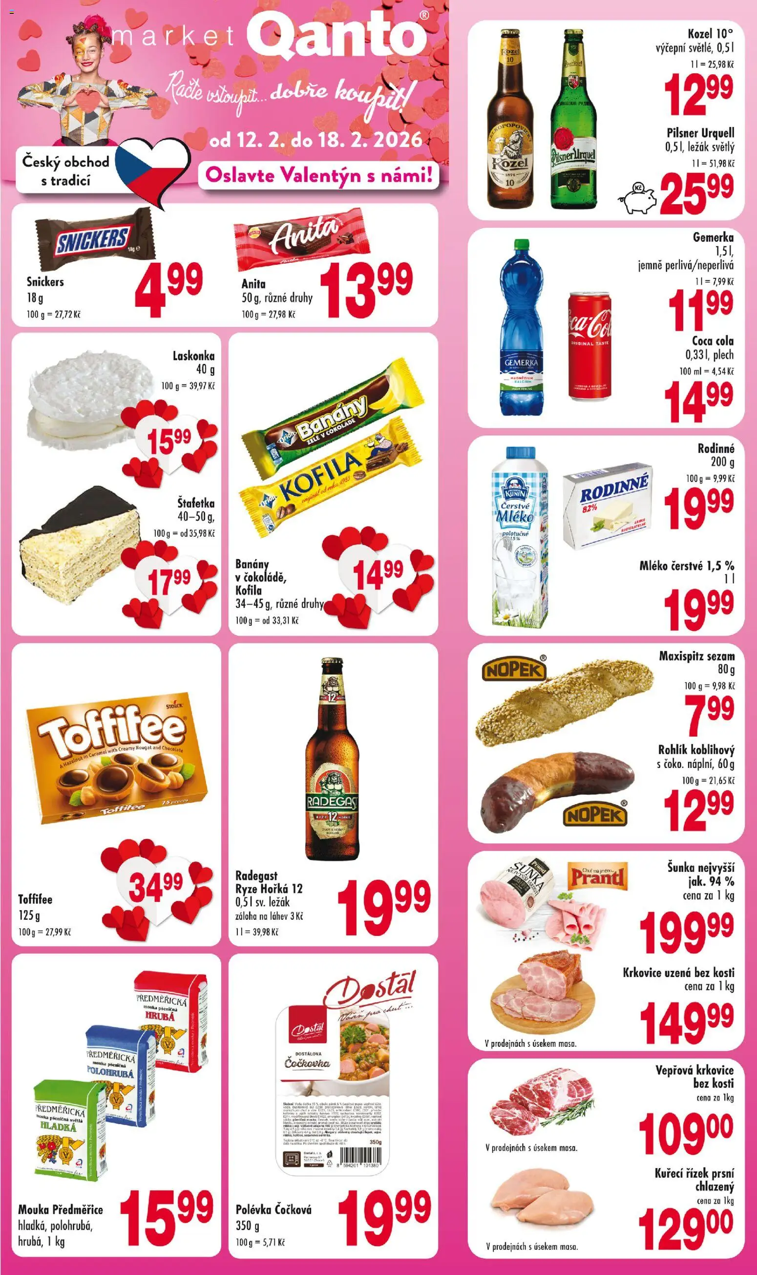 Astur & Qanto leták od 12.02.2026 | Strana: 1 | Produkty: Rohlík, Předměřická mouka, Mouka, Krkovice