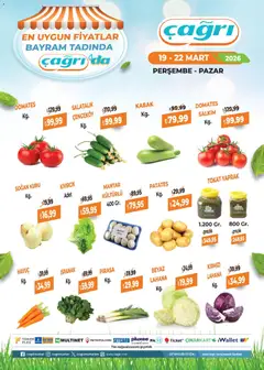 19.03.2026 tarihinden itibaren geçerli olan Çağrı Market kataloğu önizlemesi | Sayfa: 2 | Ürünler: Pırasa, Kabak, Ispanak, Salatalık