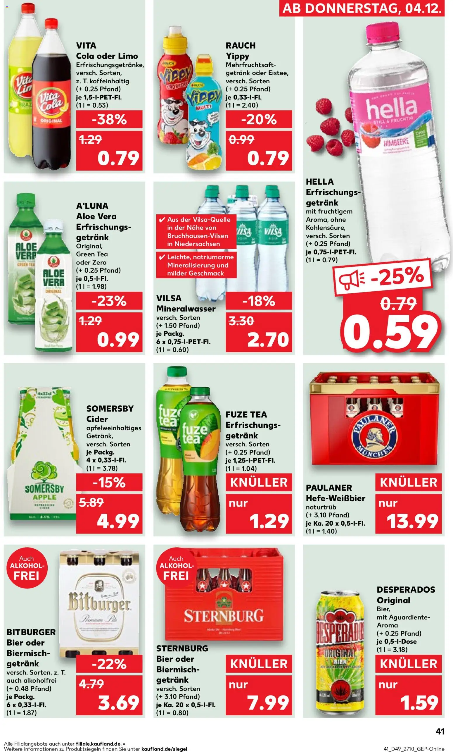 Kaufland prospekt Zeitz	 – gültig ab 04.12.2025 | Seite: 41 | Produkte: Bitburger, Desperados, Himbeere, Paulaner