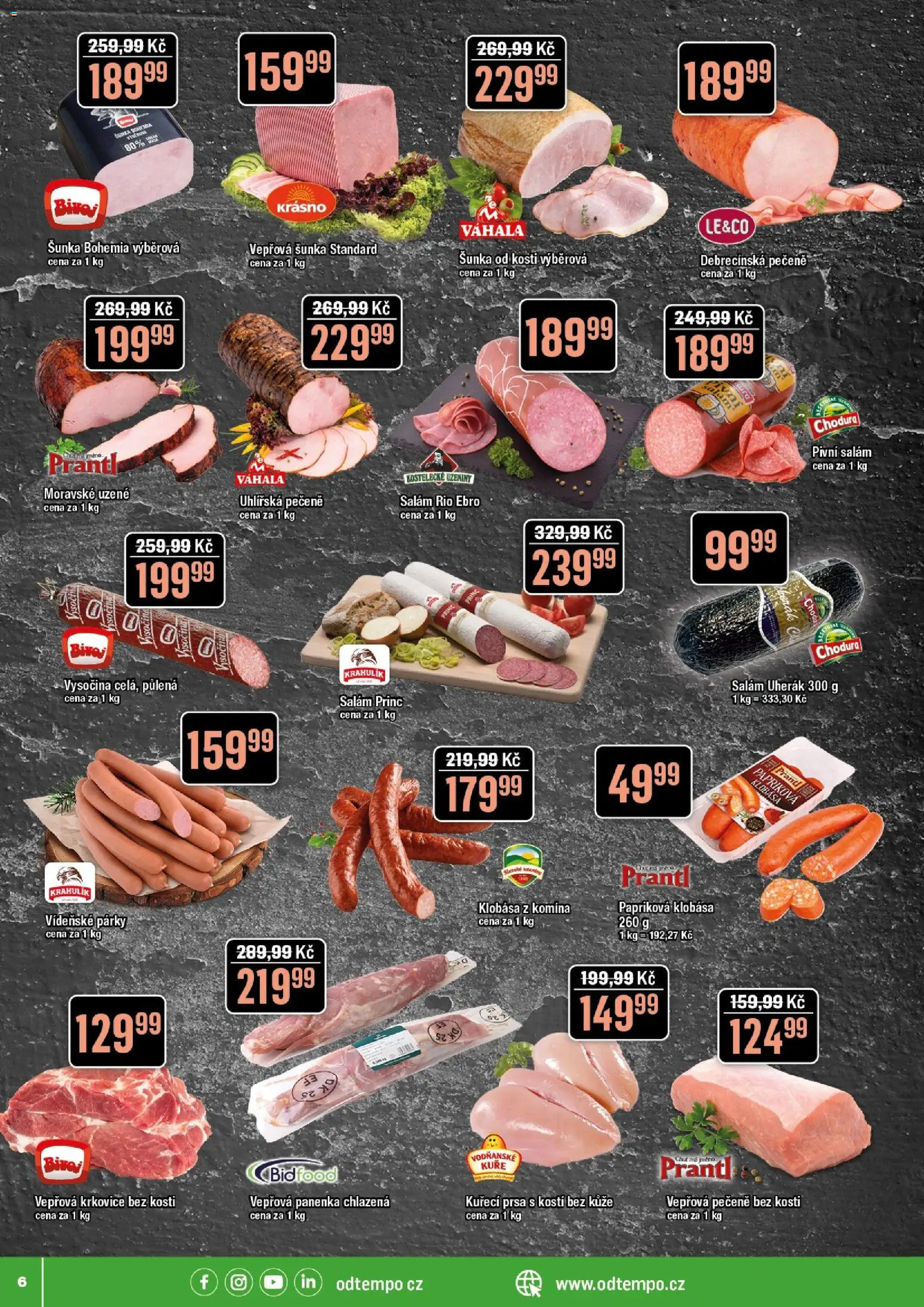 Tempo leták od 03.12.2025 | Strana: 6 | Produkty: Šunka od kosti, Šunka, Vysočina, Vepřová krkovice