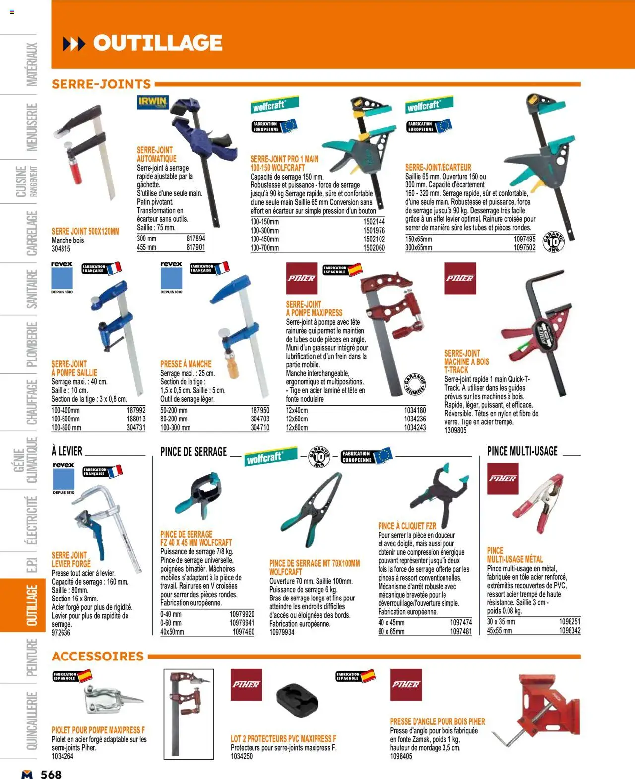  | Page: 568 | Produits: Pinces, Poids, Mais, Poignées