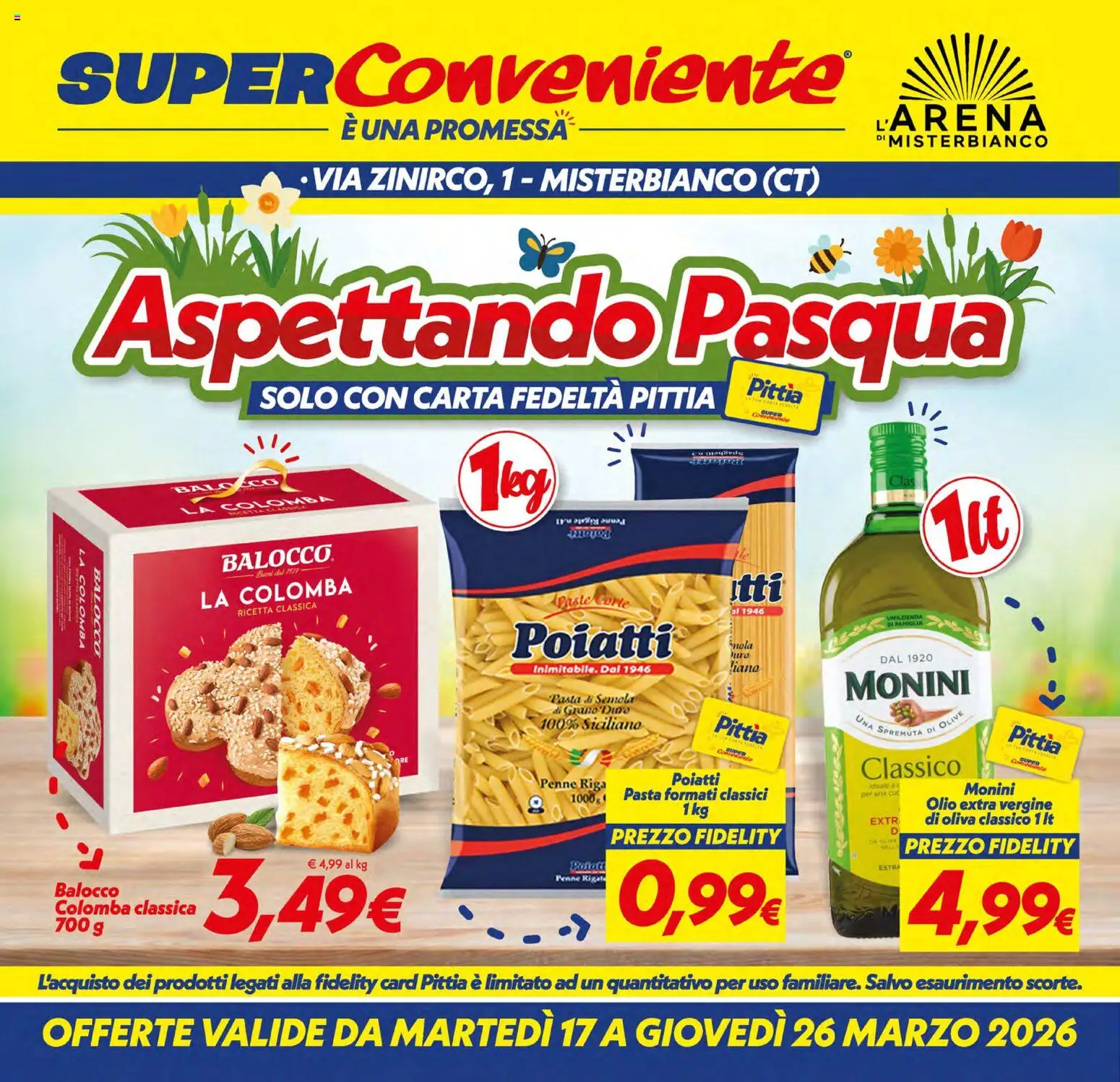 Volantino SuperConveniente del 17.03.2026 | Pagina: 1 | Prodotti: Olive, Pasta, Olio extra vergine, Penne