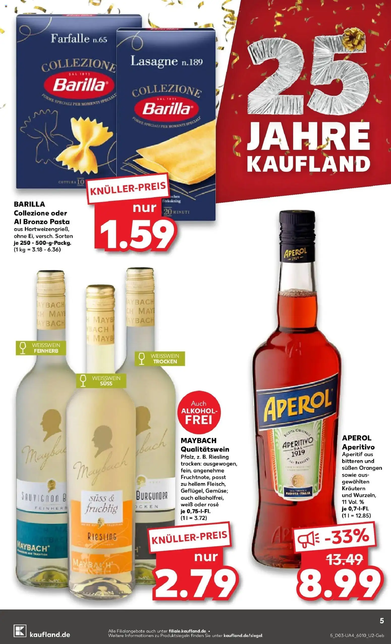 Kaufland prospekt Neusäß	 – gültig ab 15.01.2026 | Seite: 5 | Produkte: Barilla, Weißwein, Weißwein trocken, Orangen