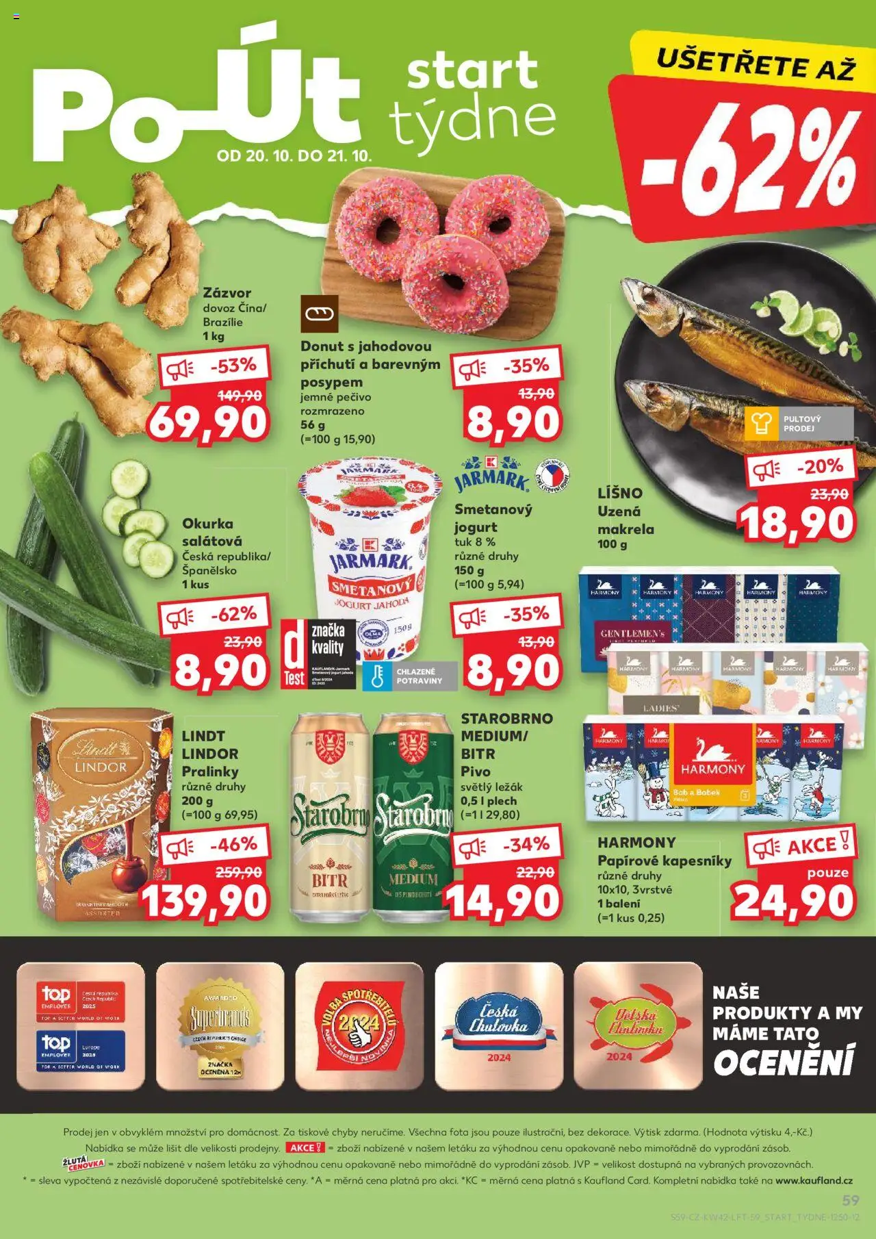Kaufland leták od 15.10.2025 | Strana: 59 | Produkty: Lindor, Starobrno, Jogurt, Pivo