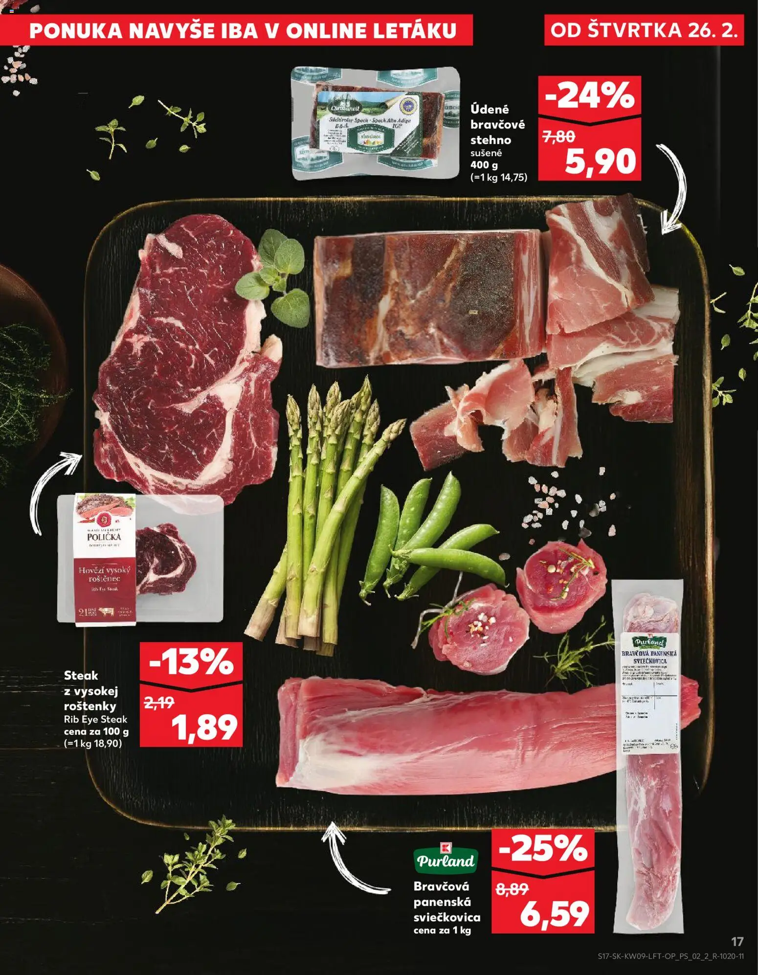 Nové Kaufland akcie – leták je platný od 26.02.2026 | Strana: 17 | Produkty: Bravčové stehno, Steak
