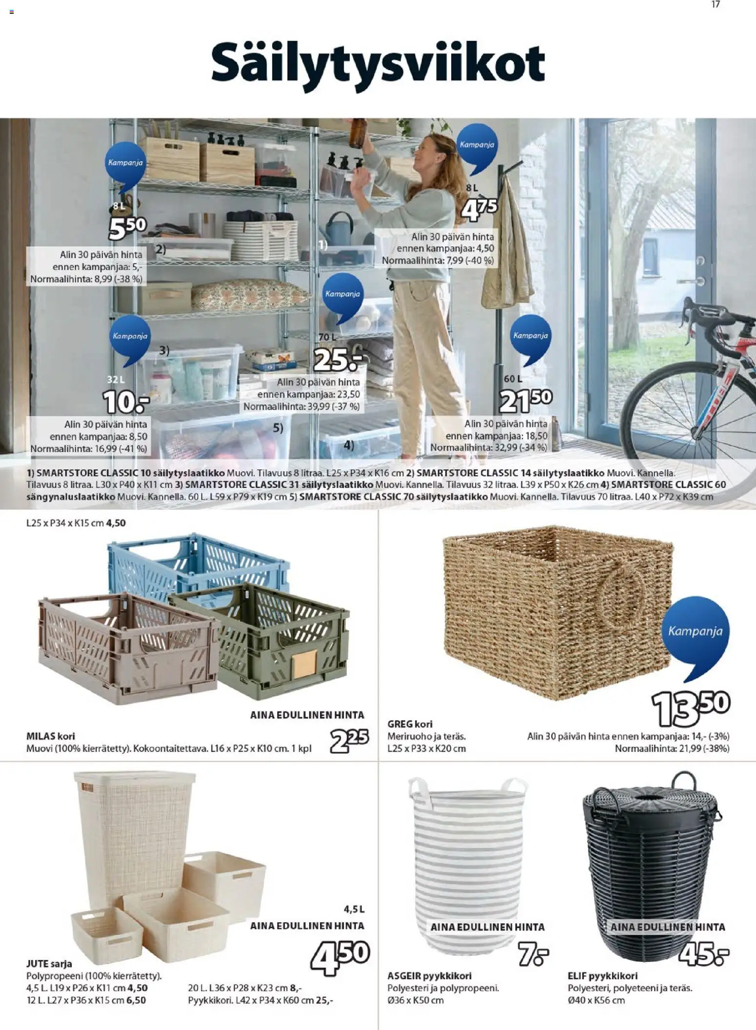 JYSK tarjoukset – voimassa 25.12.2025 alkaen | Sivu: 17 | Tuotteet: Pyykkikori, Kori