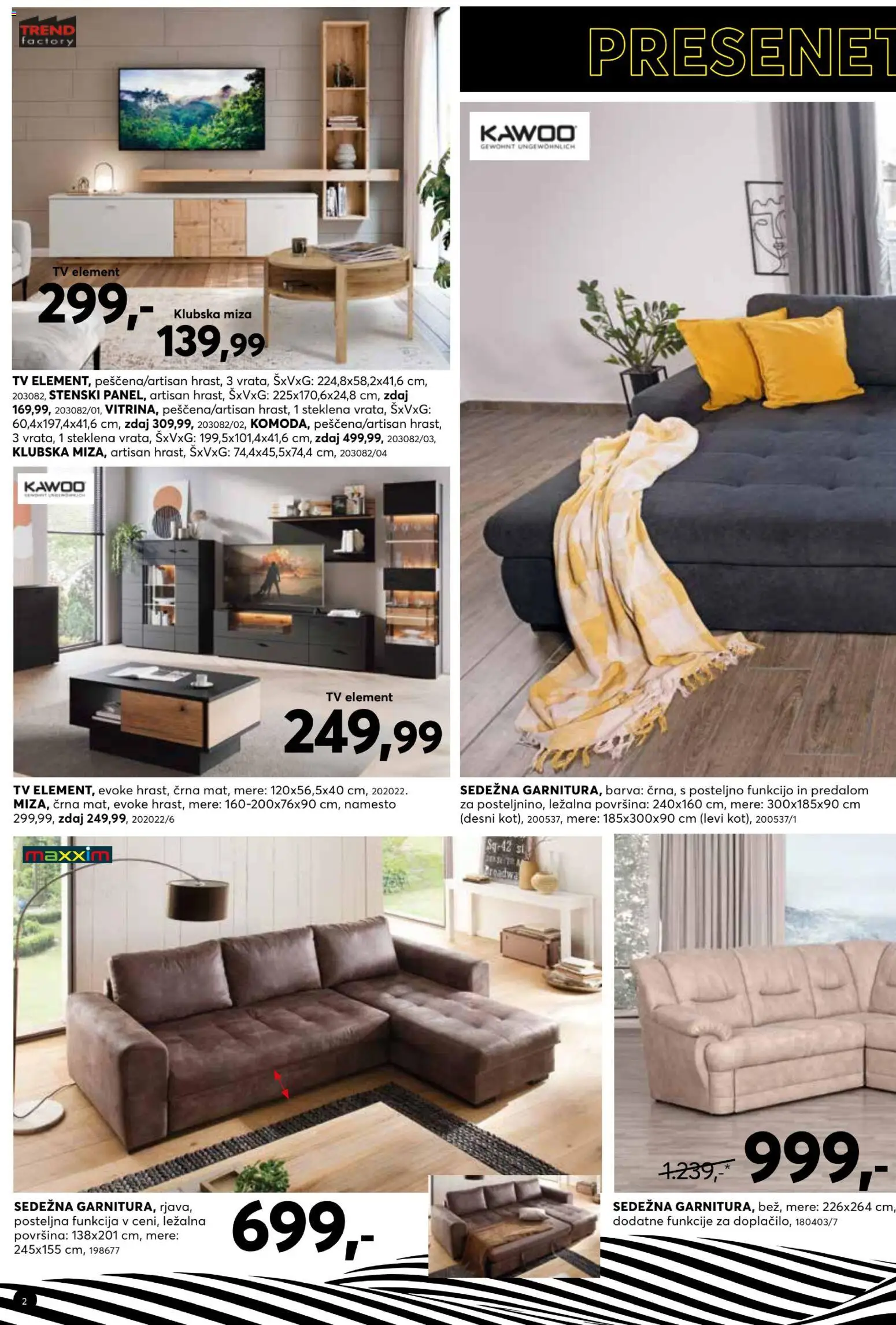 Novi Dipo katalog ponudbe – veljaven od 25.11.2025 | Stran: 2 | Izdelki: Tv, Klubska miza, Miza, Barva