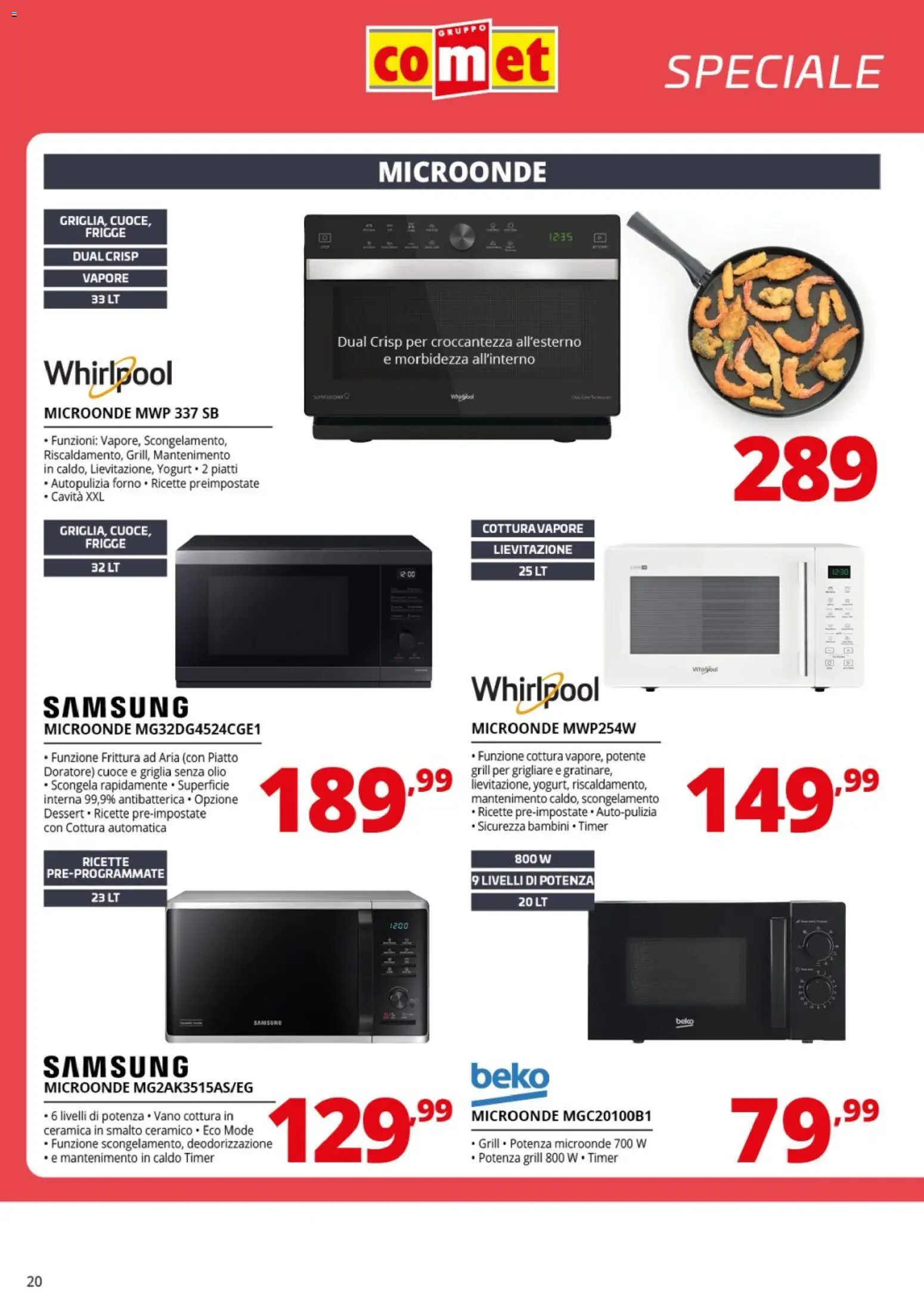 Volantino Comet del 10.04.2026 | Pagina: 20 | Prodotti: Microonde, Piatto, Forno, Griglia