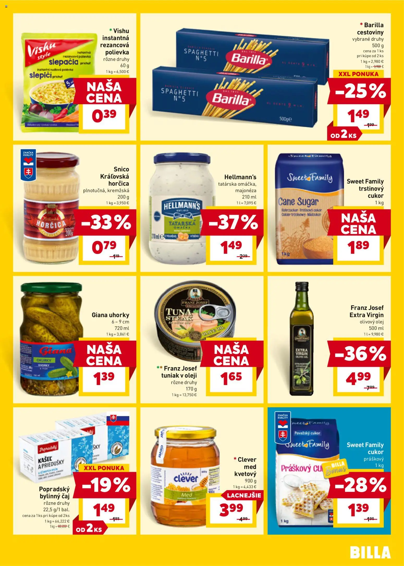 Nové Billa akcie – leták je platný od 29.10.2025 | Strana: 15 | Produkty: Čaj, Cestoviny, Cukor, Uhorky