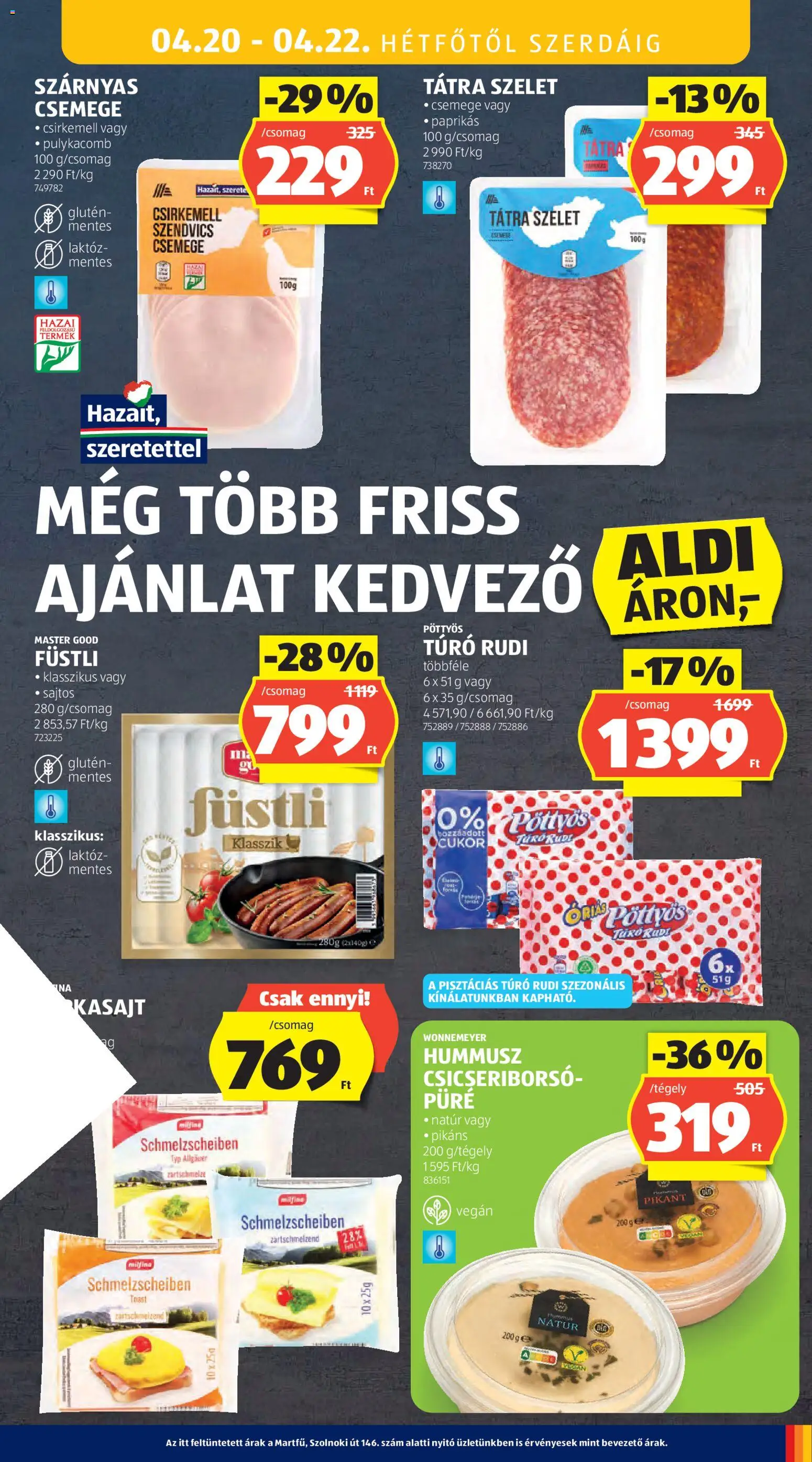 Aldi akciós ujság - amely érvényes a következő dátumtól: 16.04.2026 | Oldal: 37 | Termékek: Csicseriborsó, Túró, Csirkemell, Pulykacomb