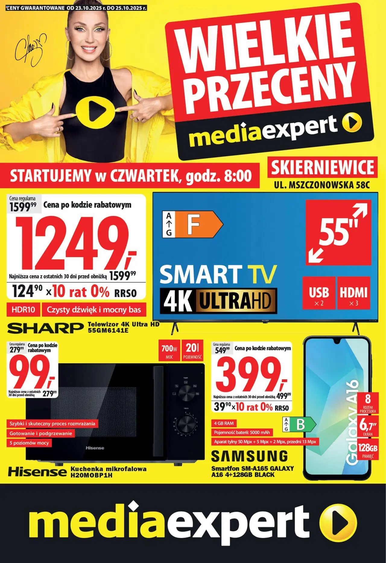 Mediaexpert Gazetka - Wielkie przeceny Skierniewice od 23.10.2025 | Strona: 1 | Produkty: Smartfon, Telewizor, Kuchenka mikrofalowa, Kuchenka