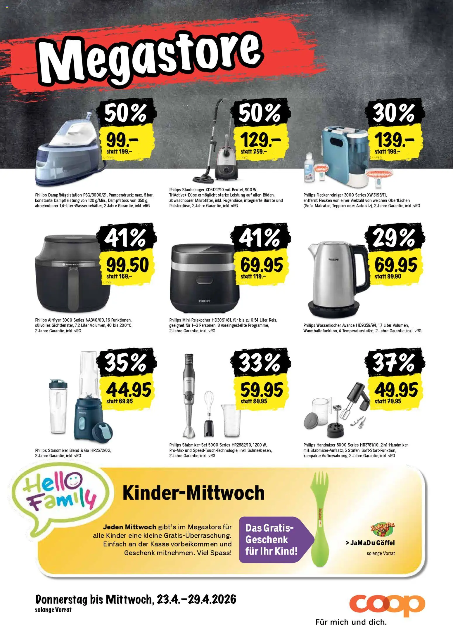 Coop aktionen – gültig ab 23.04.2026 | Seite: 24 | Produkte: Bürste, Mixer, Staubsauger, Philips