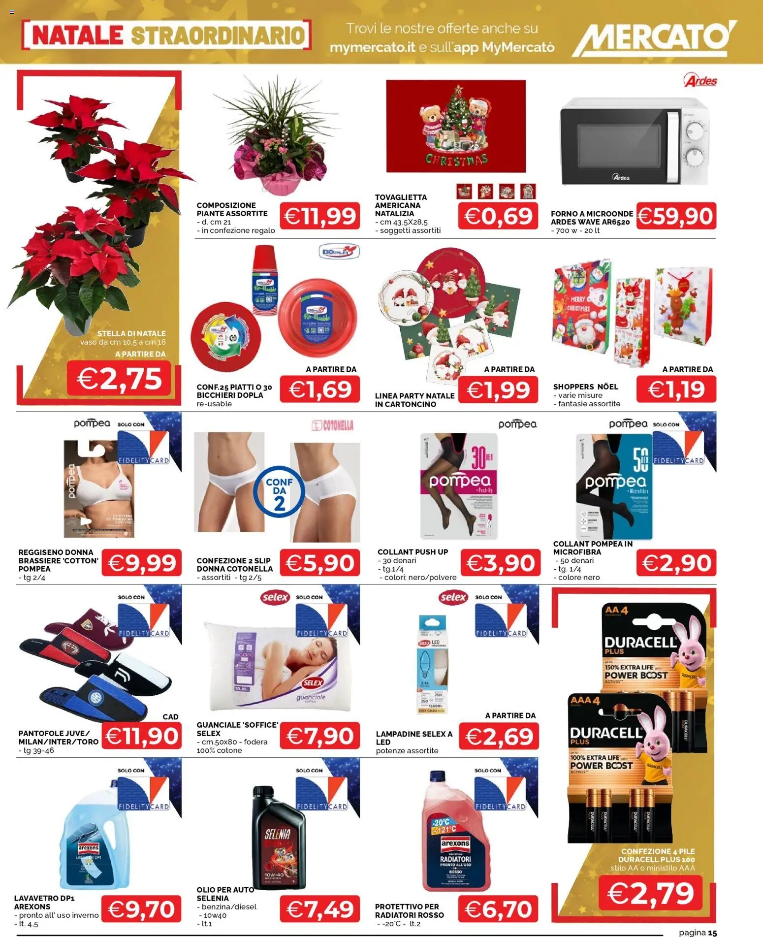 Volantino Mercatò del 15.12.2025 | Pagina: 15 | Prodotti: Microonde, Slip, Olio, Vaso