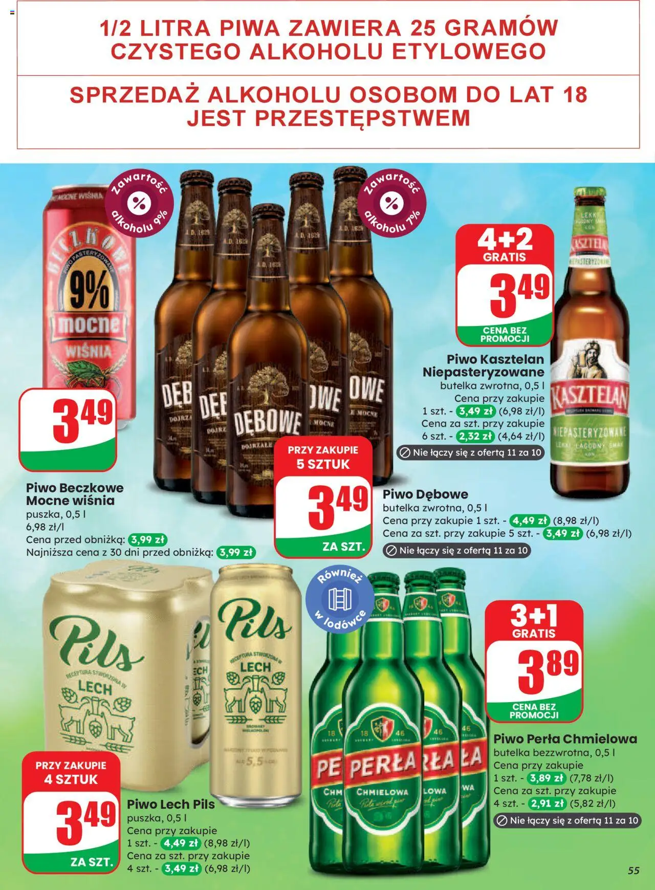 Dino Gazetka od 20.08.2025 | Strona: 55 | Produkty: Piwo perła, Piwo