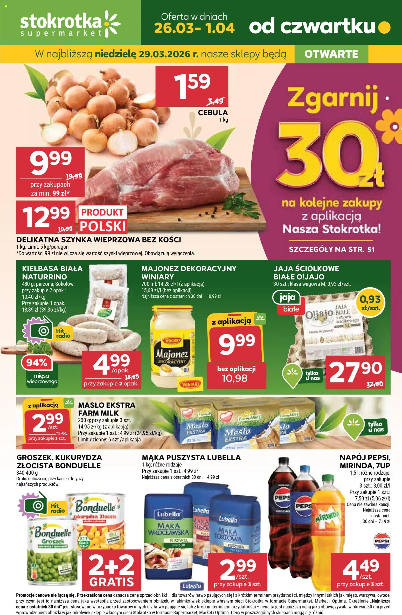 Stokrotka gazetka od 26.03.2026 | Strona: 1 | Produkty: Groszek, Masło, Majonez, Jaja