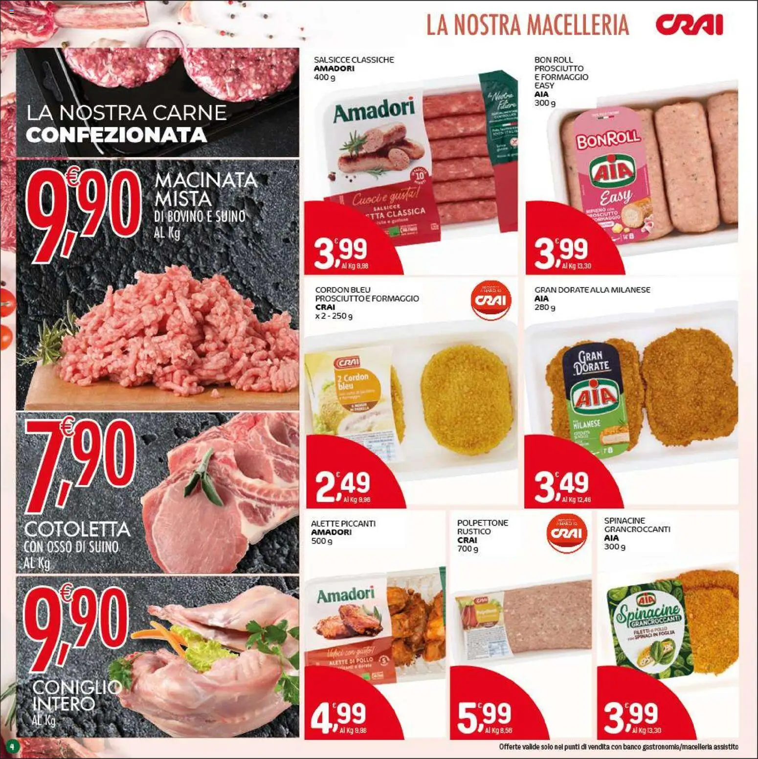 Volantino CRAI del 05.03.2026 | Pagina: 4 | Prodotti: Bovino, Suino, Formaggio, Prosciutto