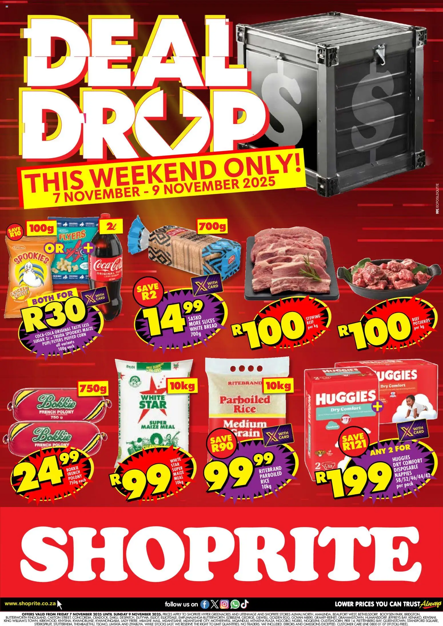 New Shoprite catalogue – valid from 07.11.2025 | Page: 1 | Products: Polony, Rice, Beef, Sugar