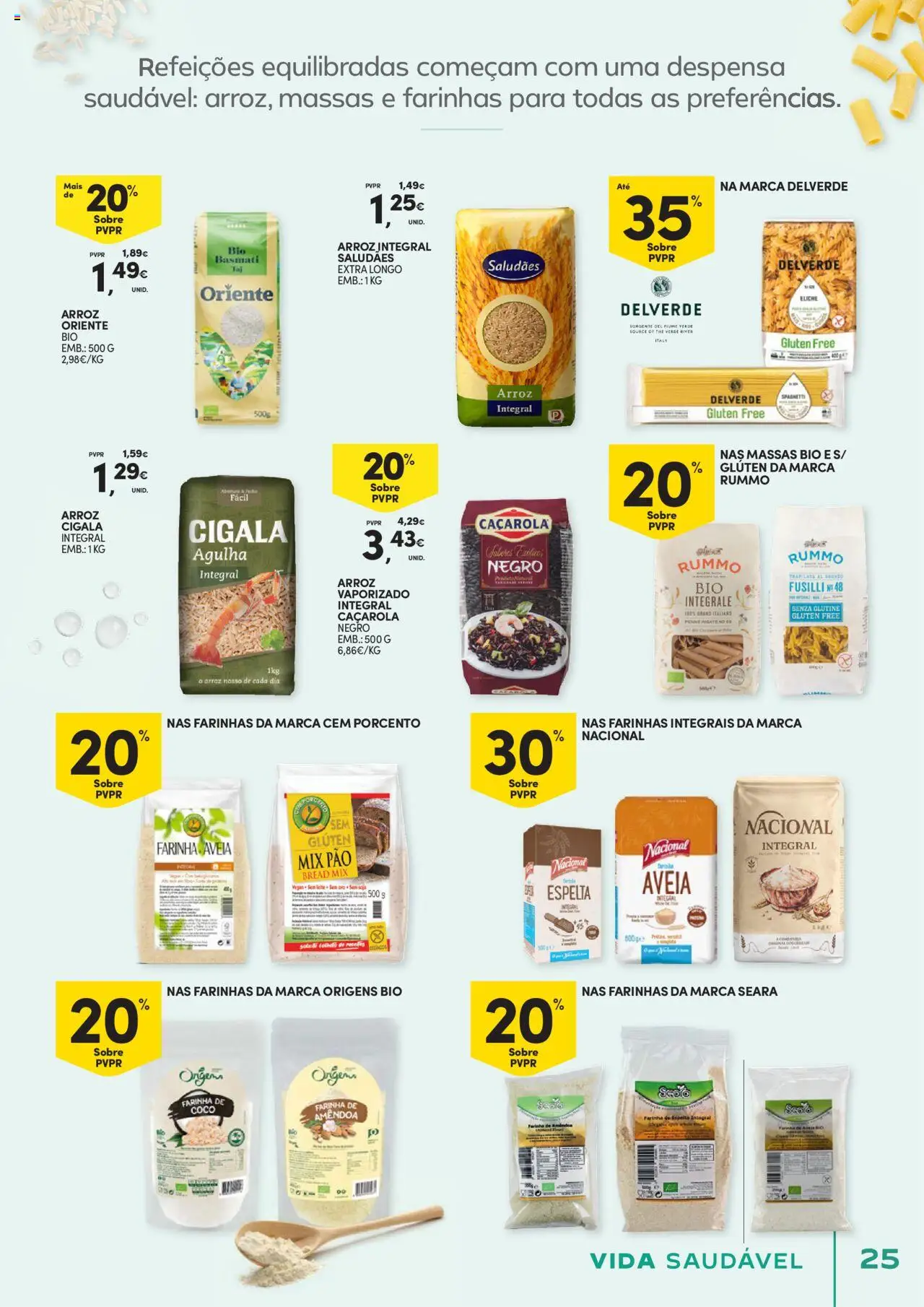 Continente - Vida Saudável: É de quem quer comer bem sem ginástica na carteira │ válido de 21.10.2025 | Página: 25 | Produtos: Aveia, Pão, Arroz